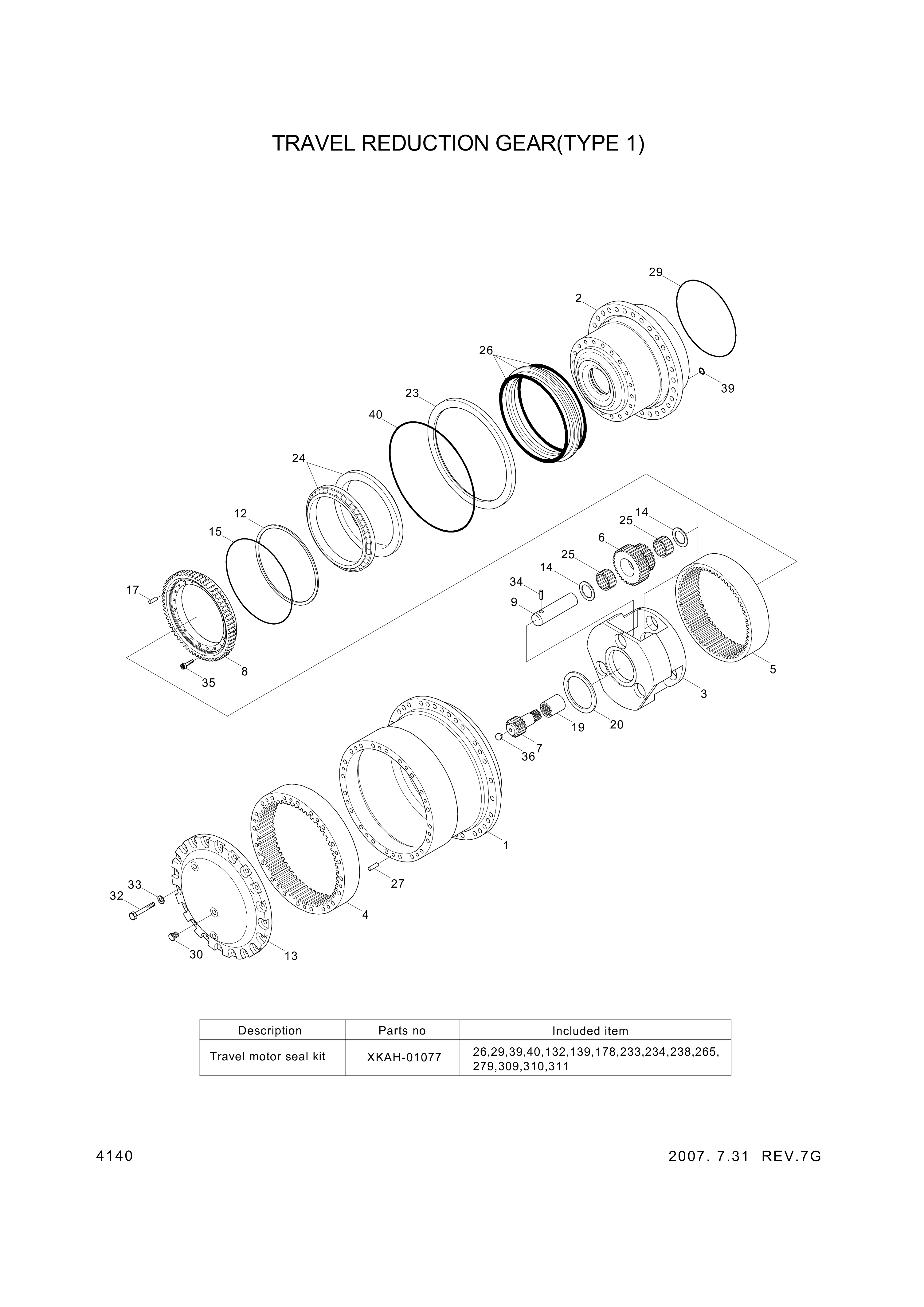 drawing for Hyundai Construction Equipment XKAH-01627 - REDUCER UNIT-TRAVEL (figure 4)