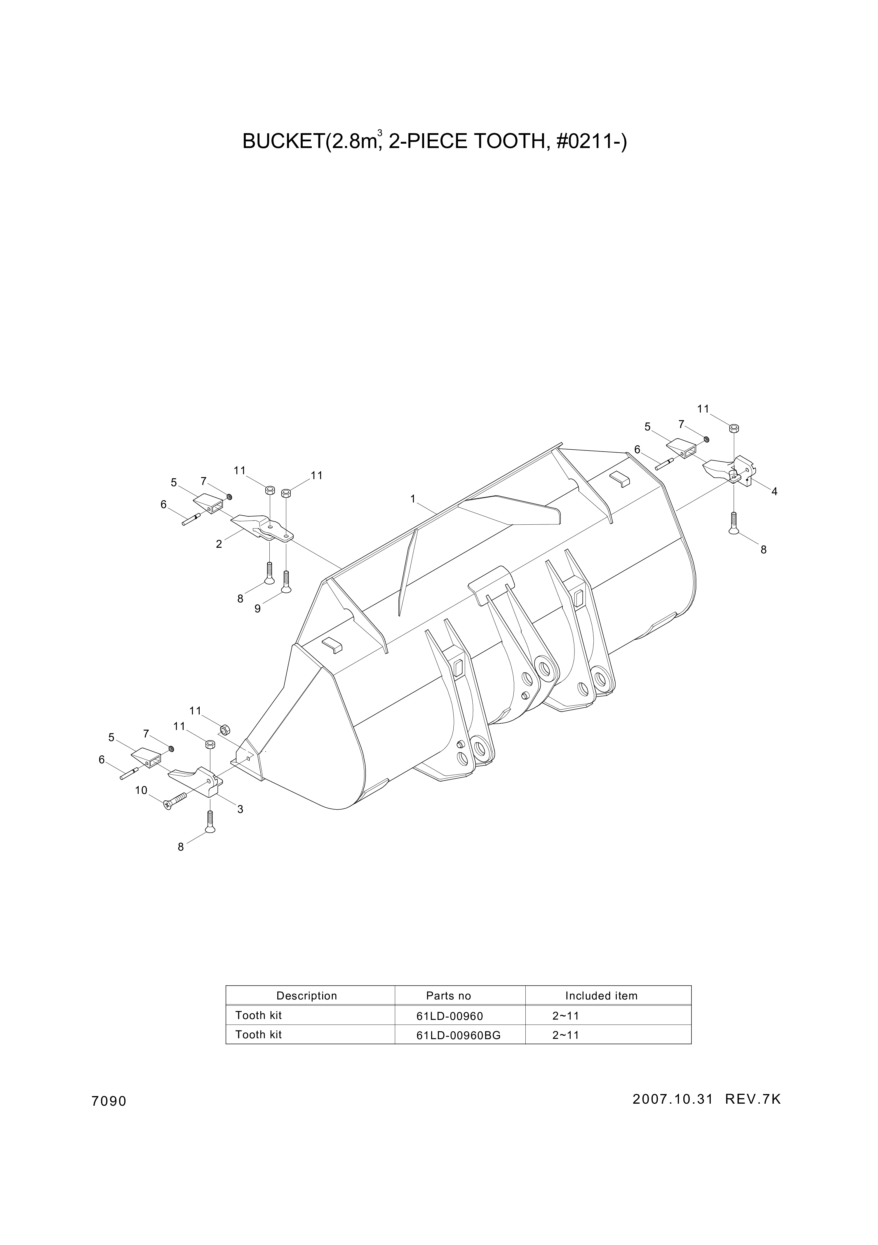 drawing for Hyundai Construction Equipment 61LD-02010 - BUCKET (figure 3)