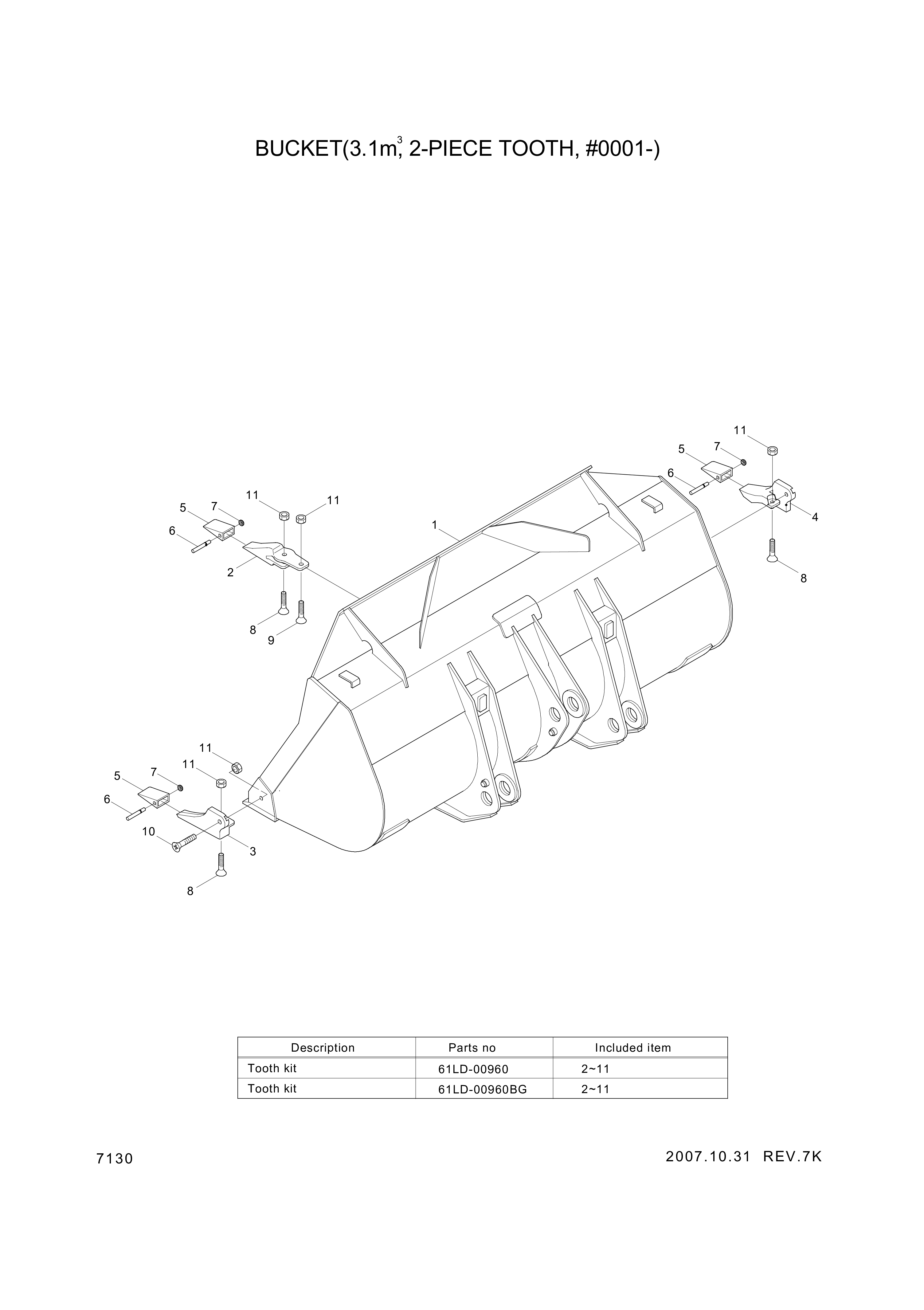drawing for Hyundai Construction Equipment 61LD-03010 - BUCKET