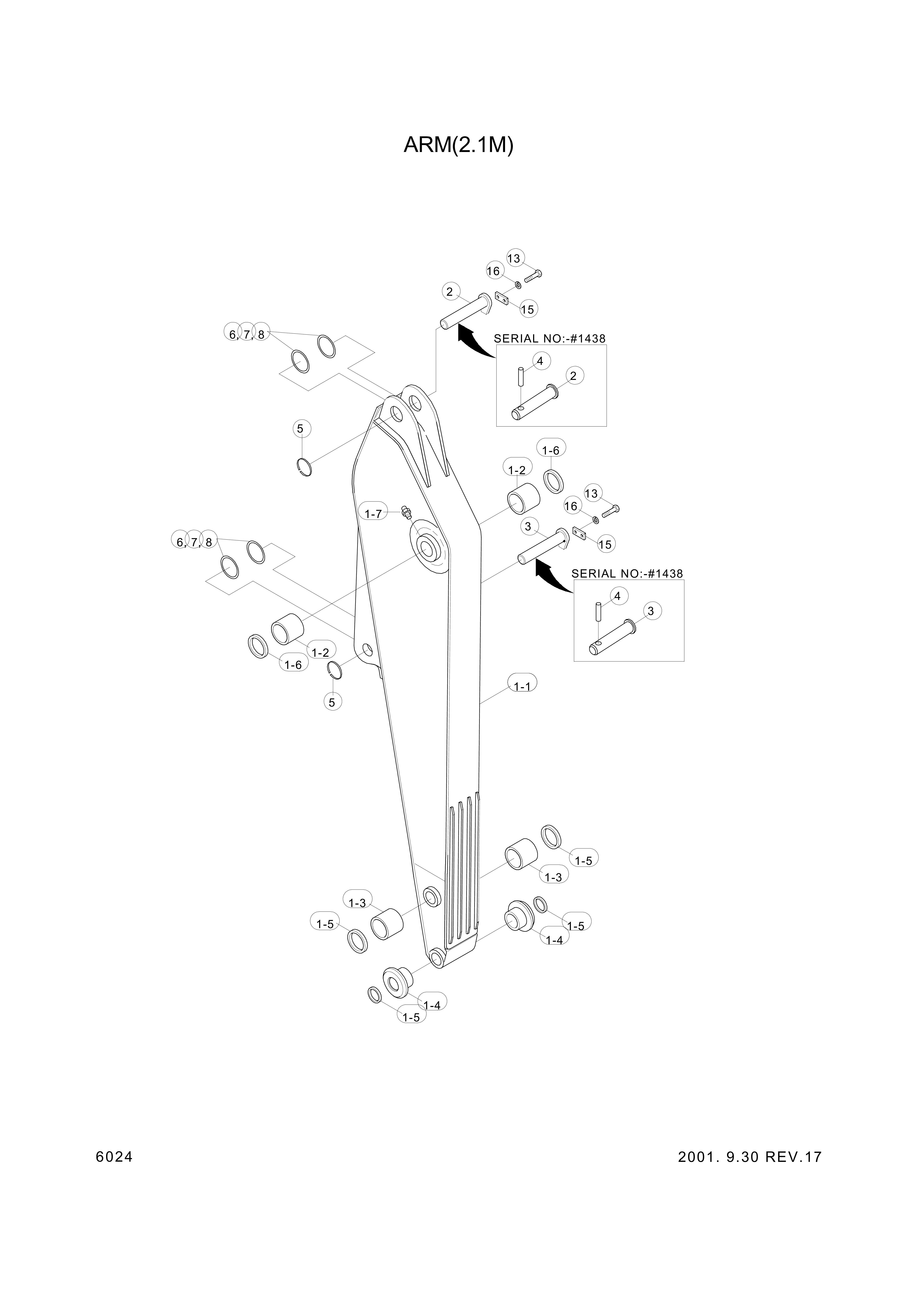 drawing for Hyundai Construction Equipment X114-702074 - BUSHING-PIN (figure 5)