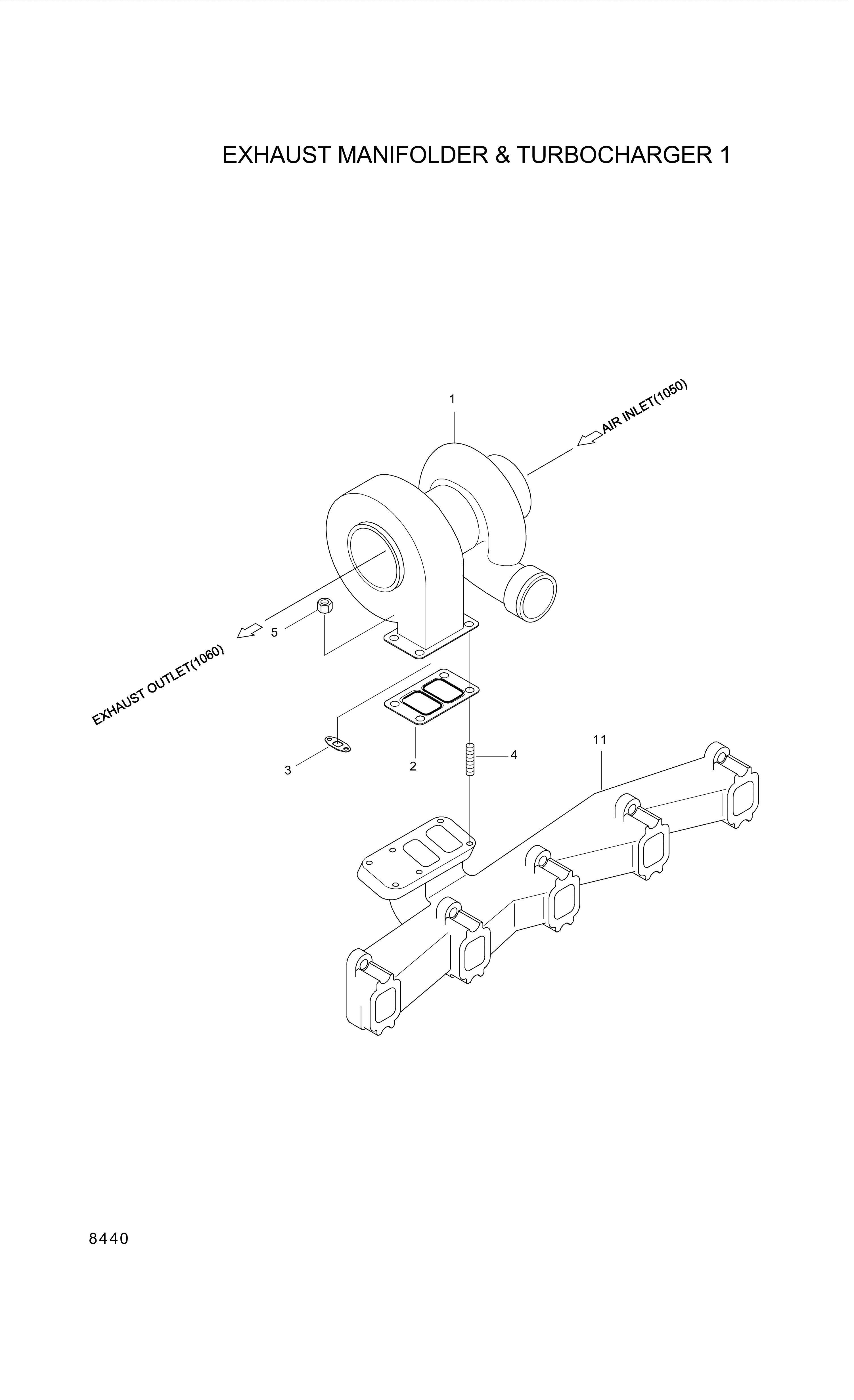 drawing for Hyundai Construction Equipment YUBP-06294 - TURBOCHARGER (figure 3)