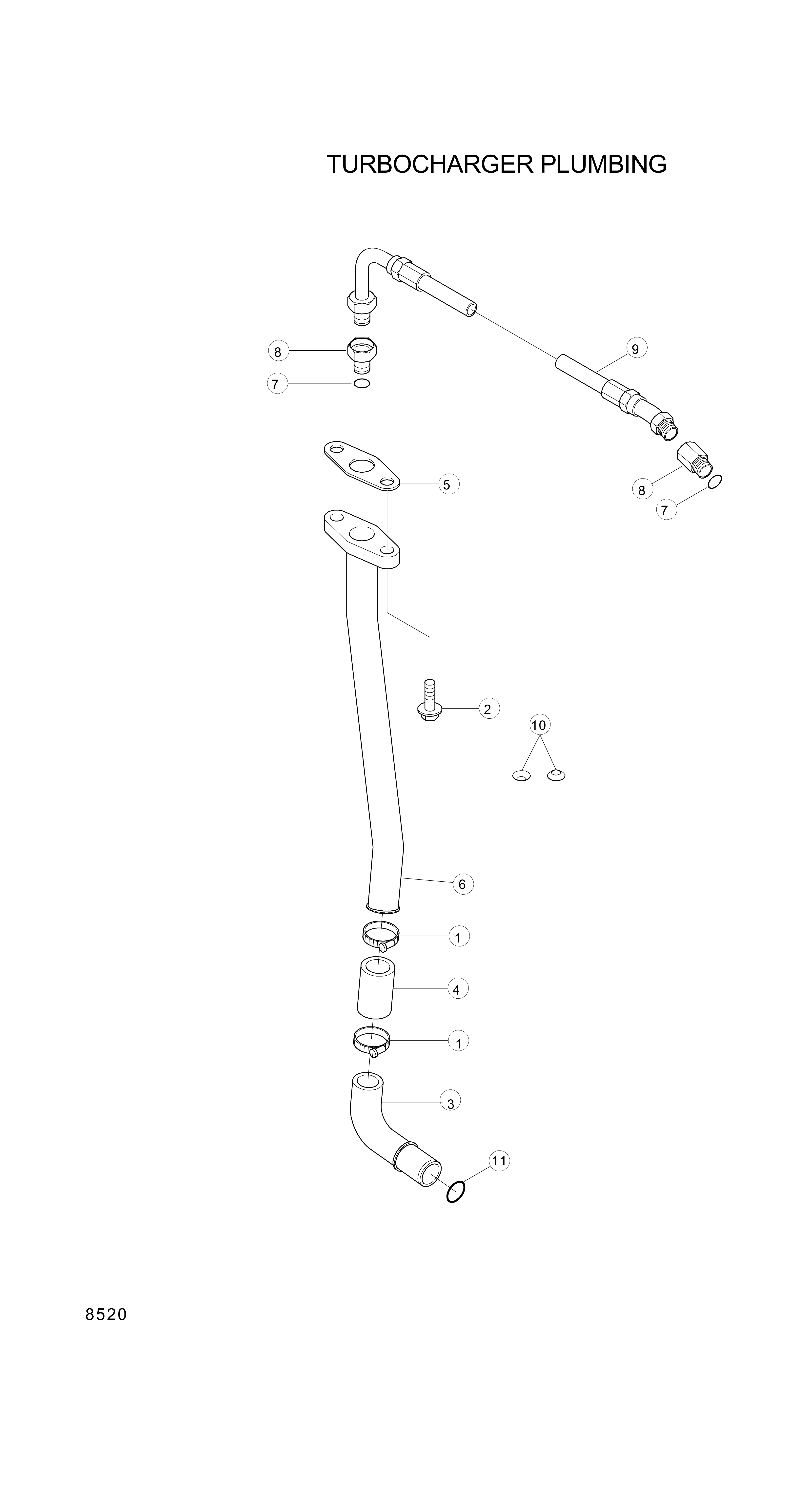 drawing for Hyundai Construction Equipment 3931973 - TUBE-T/OIL DRAIN (figure 3)