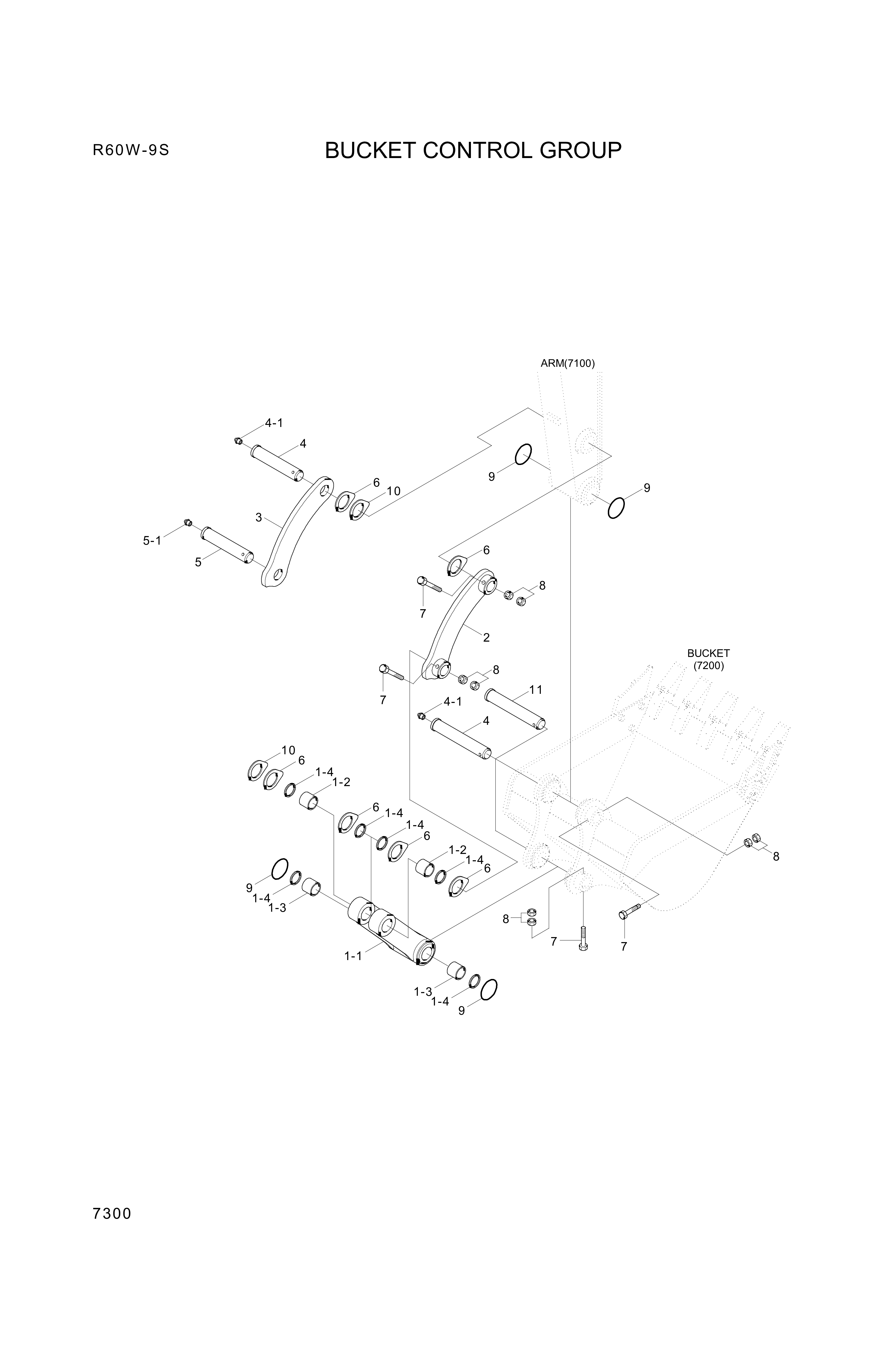 drawing for Hyundai Construction Equipment 61M8-42300 - LINK-CONTROL RH
