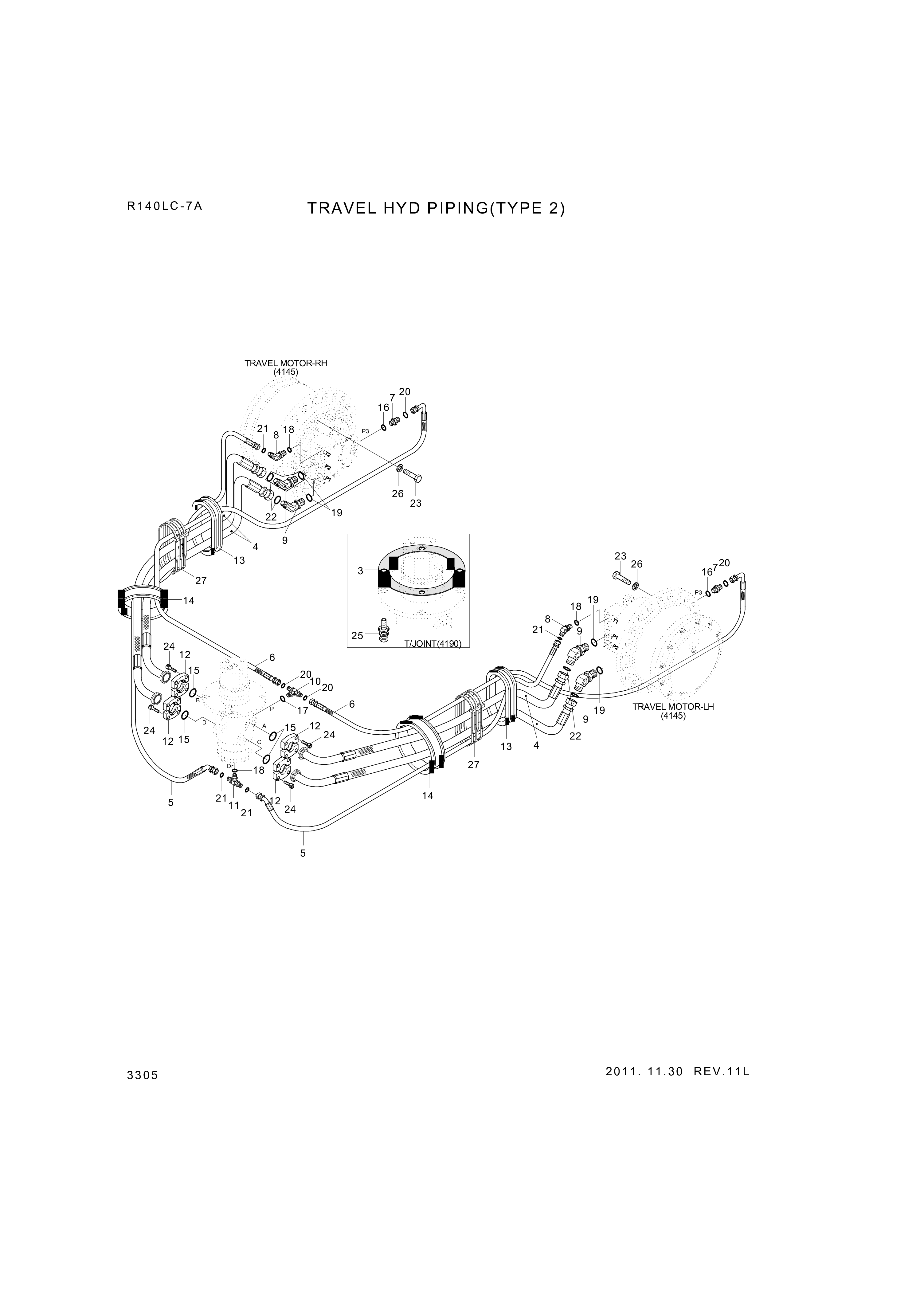 drawing for Hyundai Construction Equipment P950-127334 - HOSE ASSY-ORFS&FLG