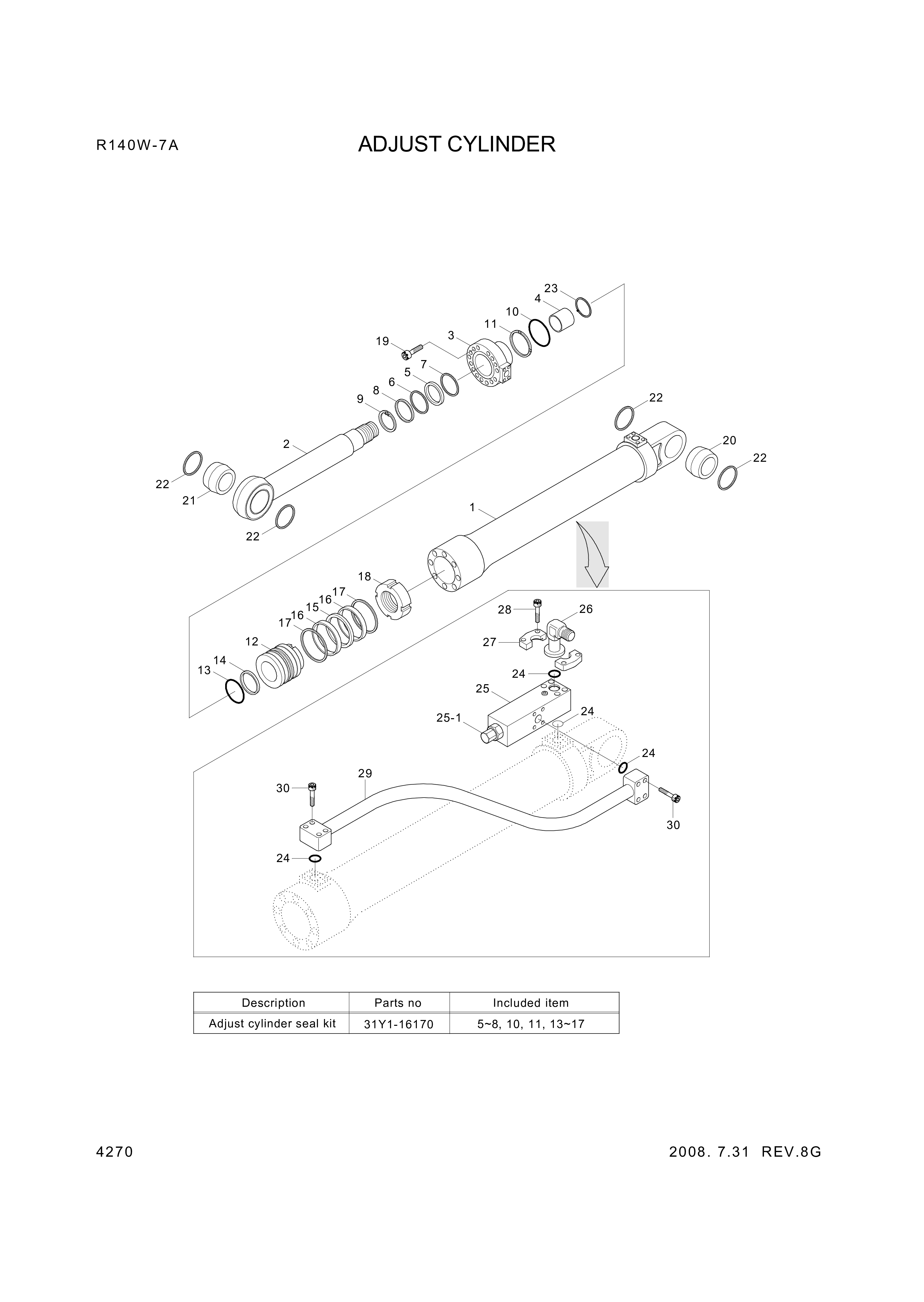 drawing for Hyundai Construction Equipment 35EA-50150 - CYLINDER ASSY-ADJUST WO:PIPE (figure 2)