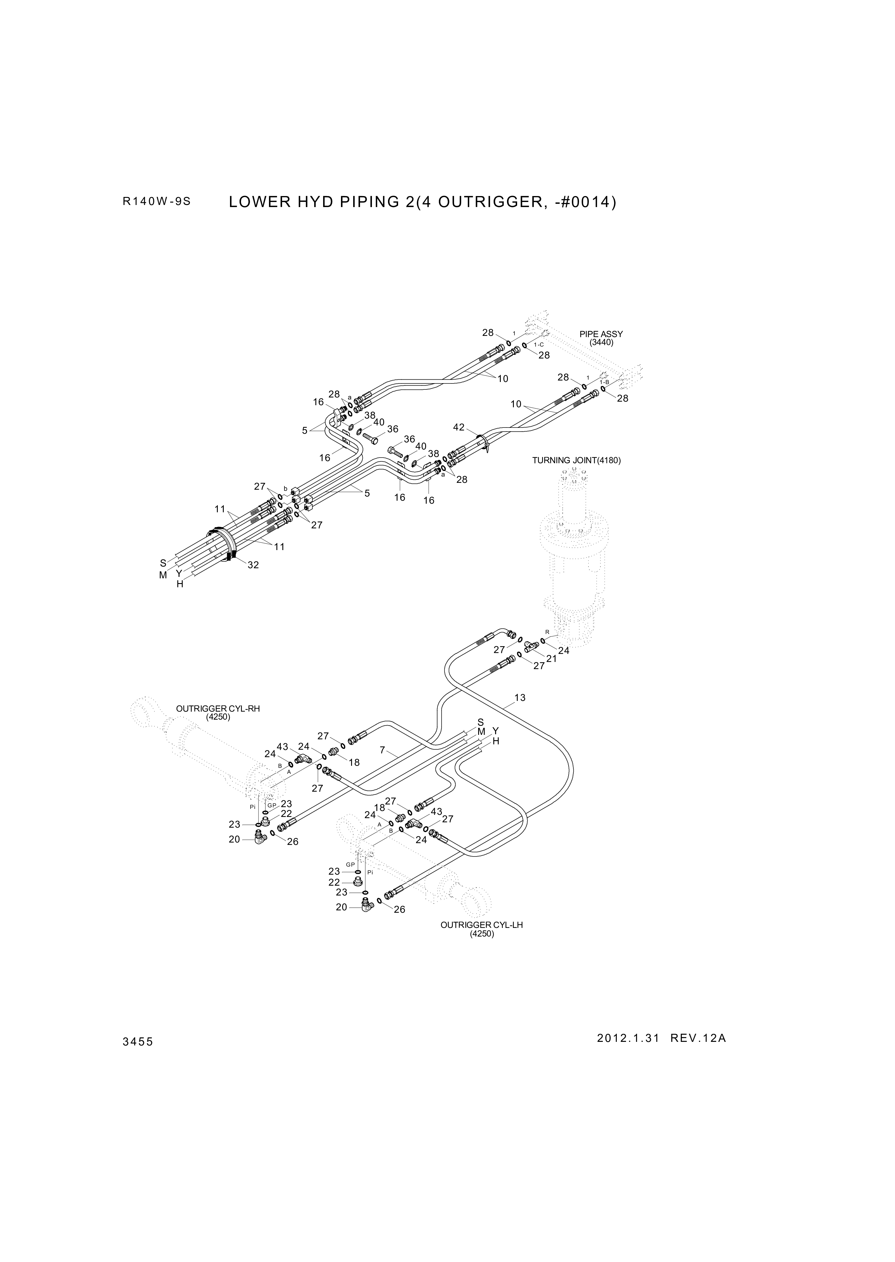 drawing for Hyundai Construction Equipment P933-044054 - HOSE ASSY-ORFS&THD