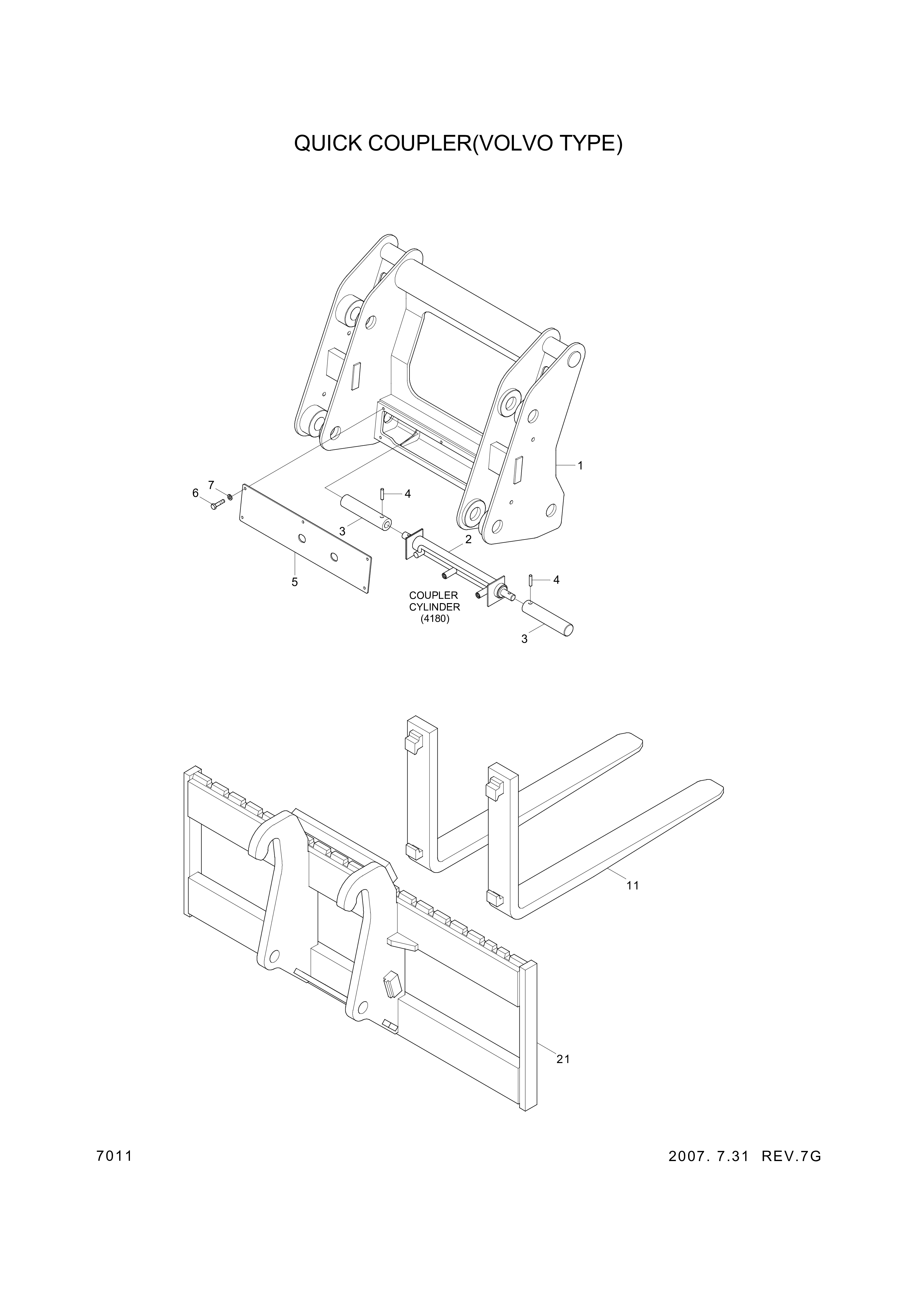 drawing for Hyundai Construction Equipment 61LF-91240 - PIN-COUPLER
