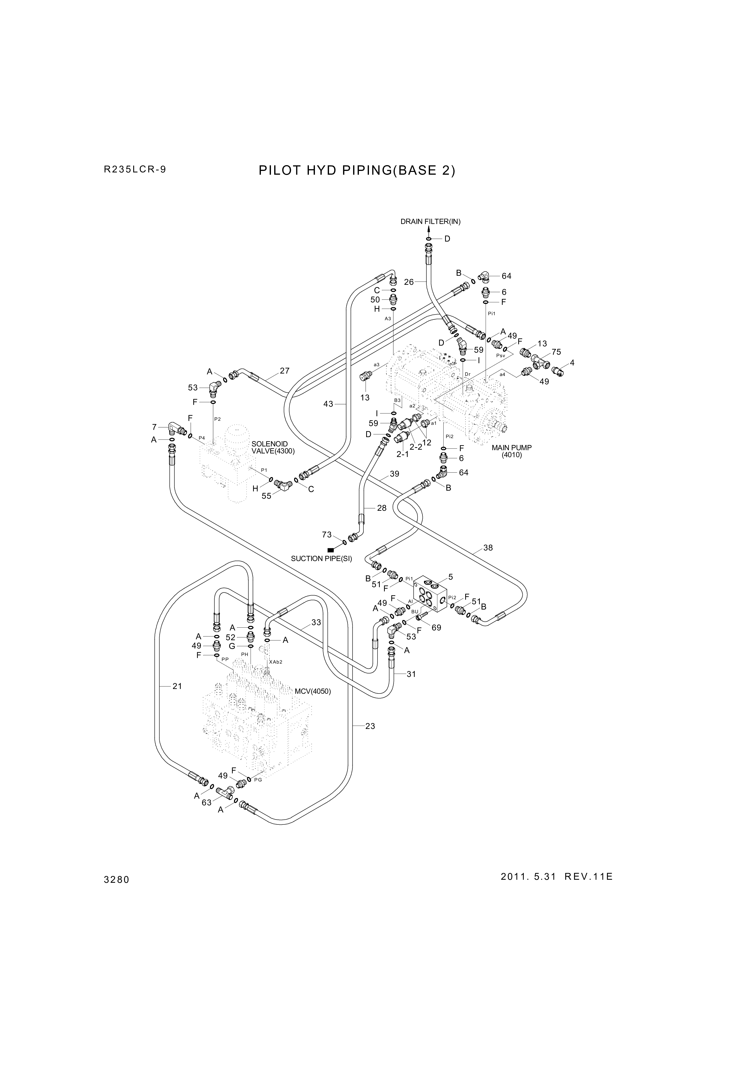 drawing for Hyundai Construction Equipment P930-082008 - HOSE ASSY-ORFS&THD (figure 3)
