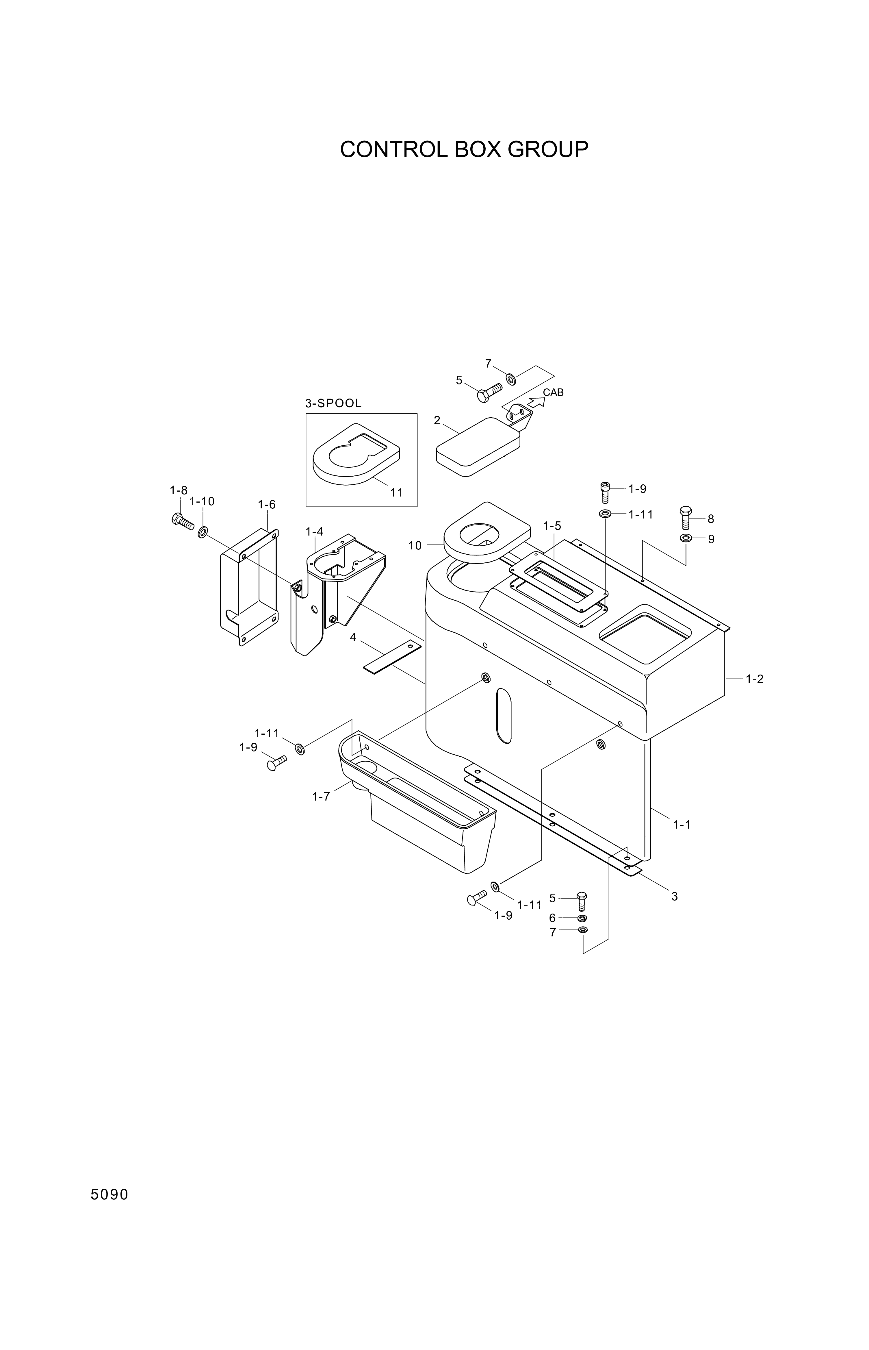 drawing for Hyundai Construction Equipment 71L6-10870 - COVER-RCV 3SP (figure 1)