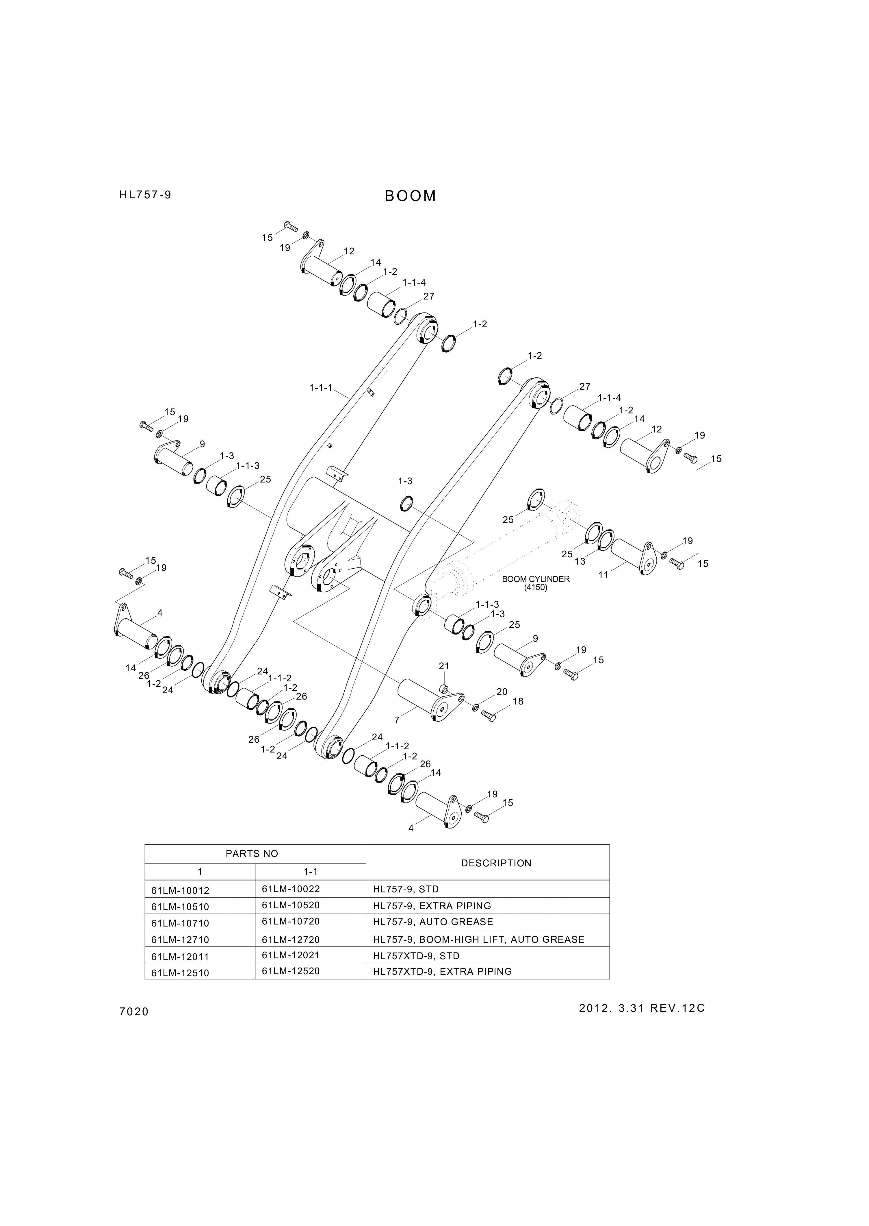 drawing for Hyundai Construction Equipment 61LM-10012 - BOOM ASSY (figure 1)