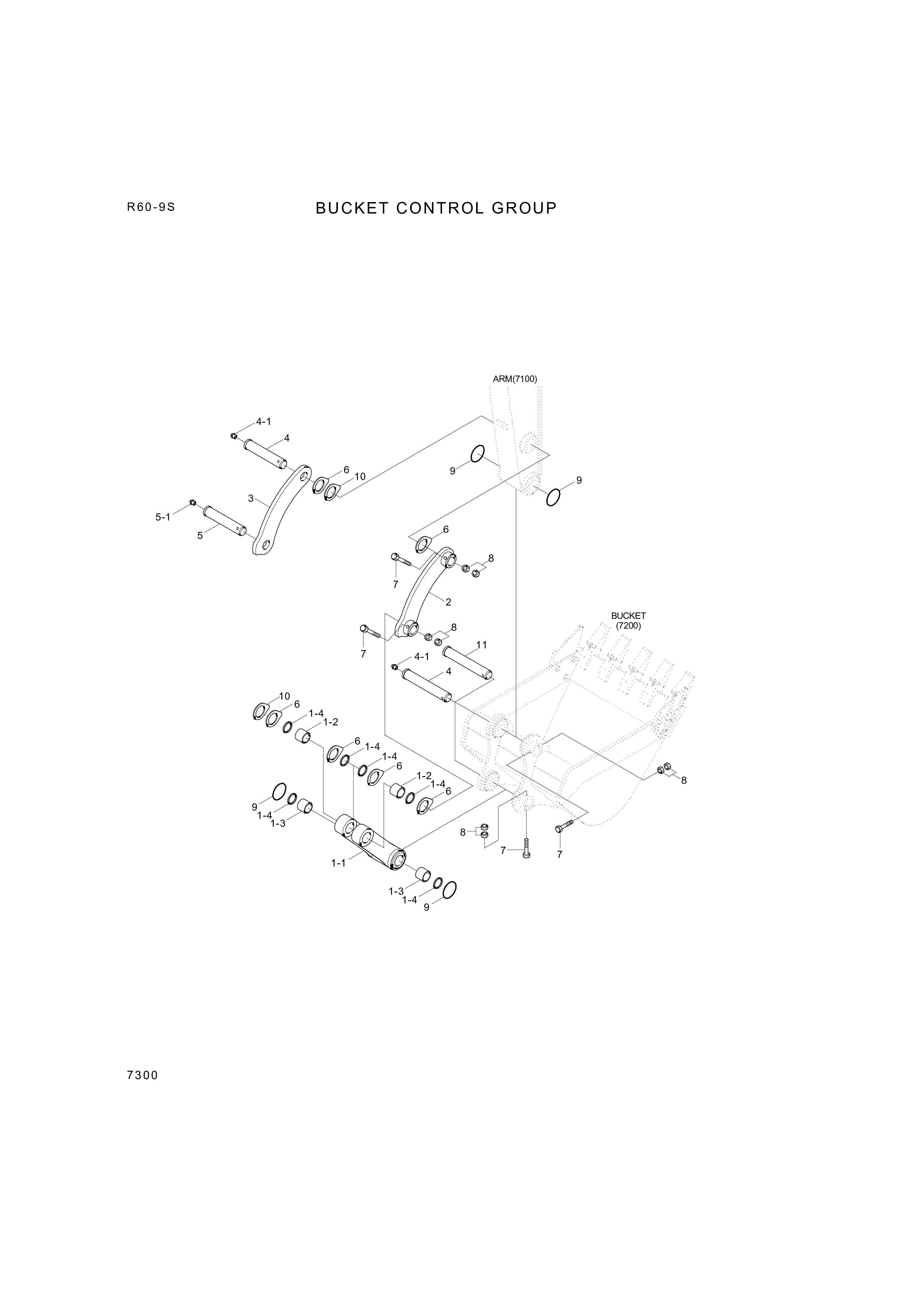 drawing for Hyundai Construction Equipment 61M8-42300G9 - LINK-CONTROL RH