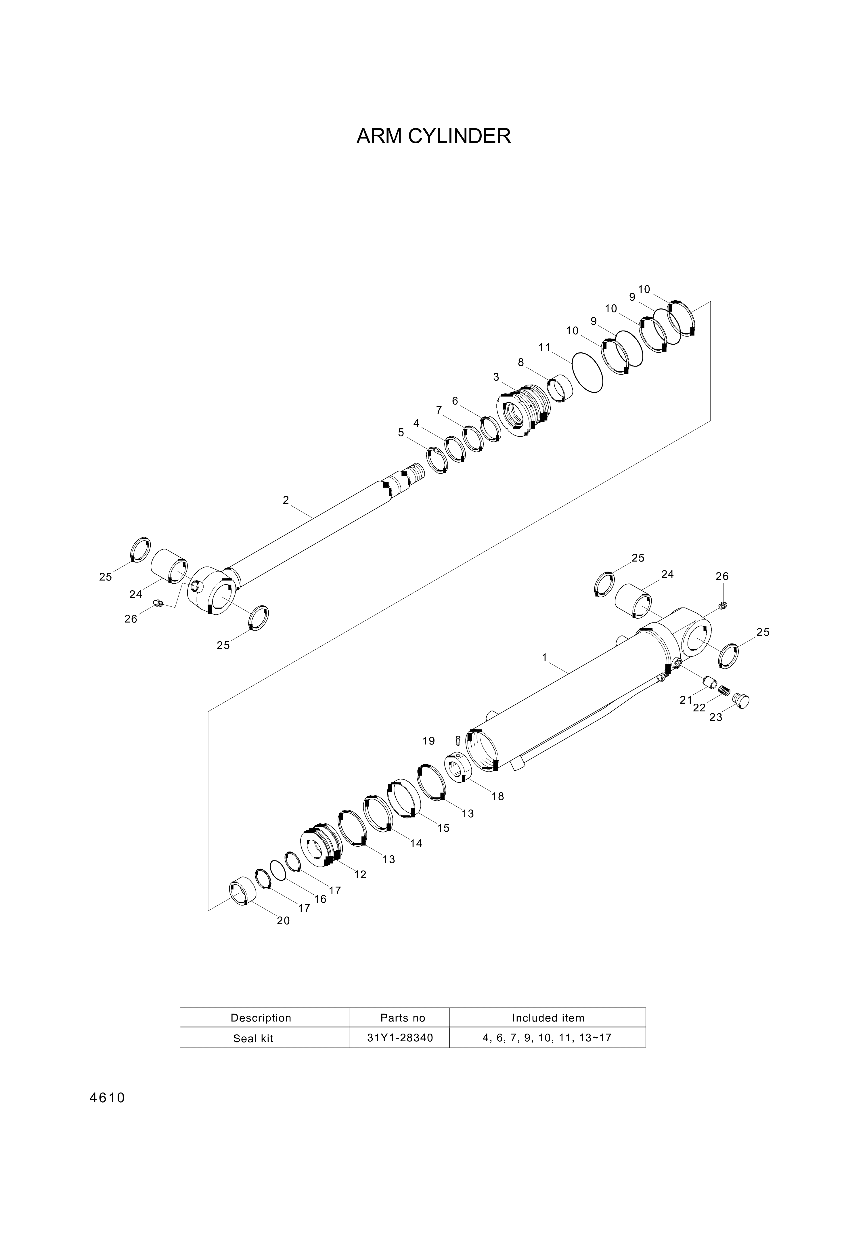 drawing for Hyundai Construction Equipment XKCC-00704 - BUSHING-OILLESS