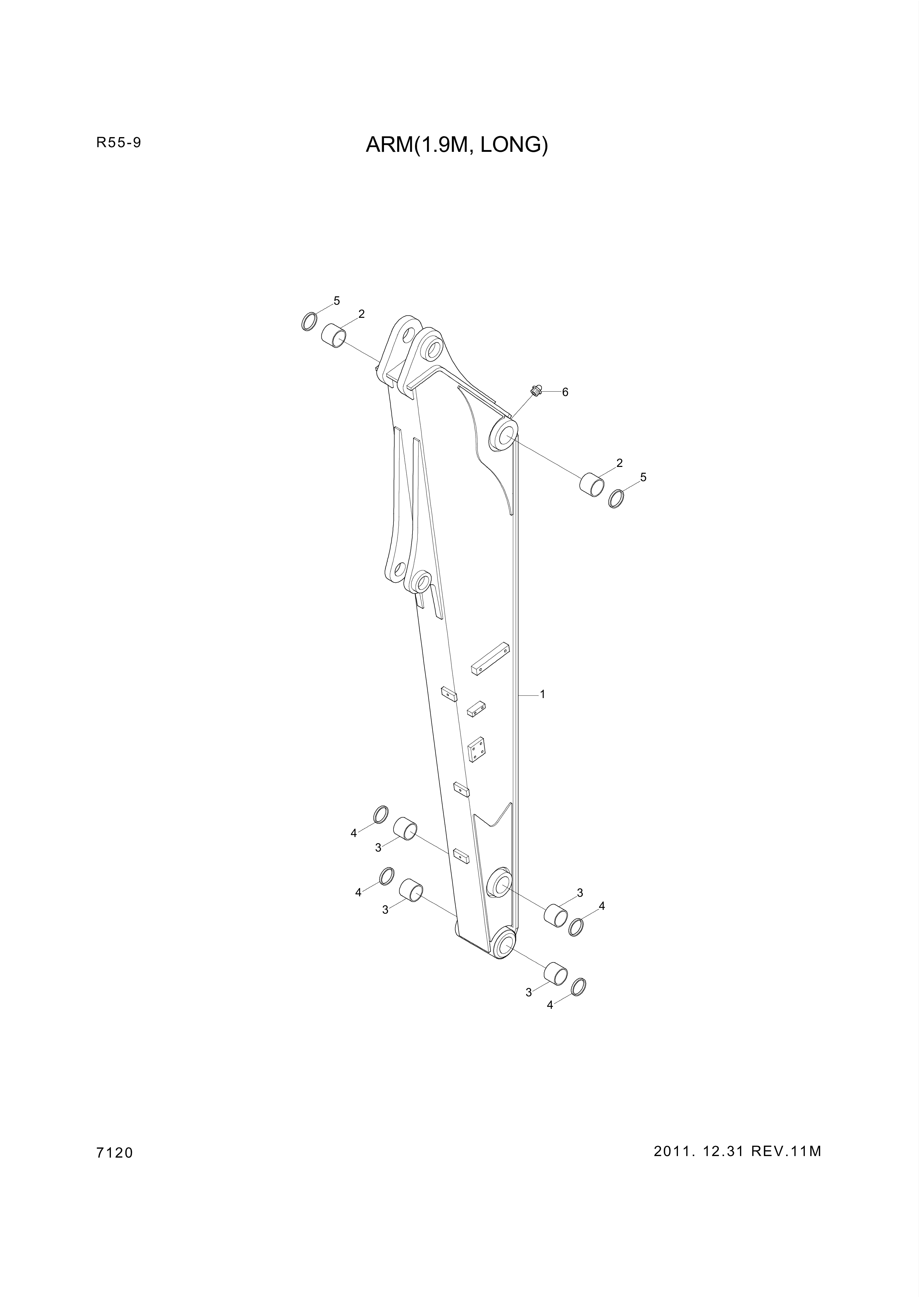 drawing for Hyundai Construction Equipment 61M9-90500 - BUSHING-PIN