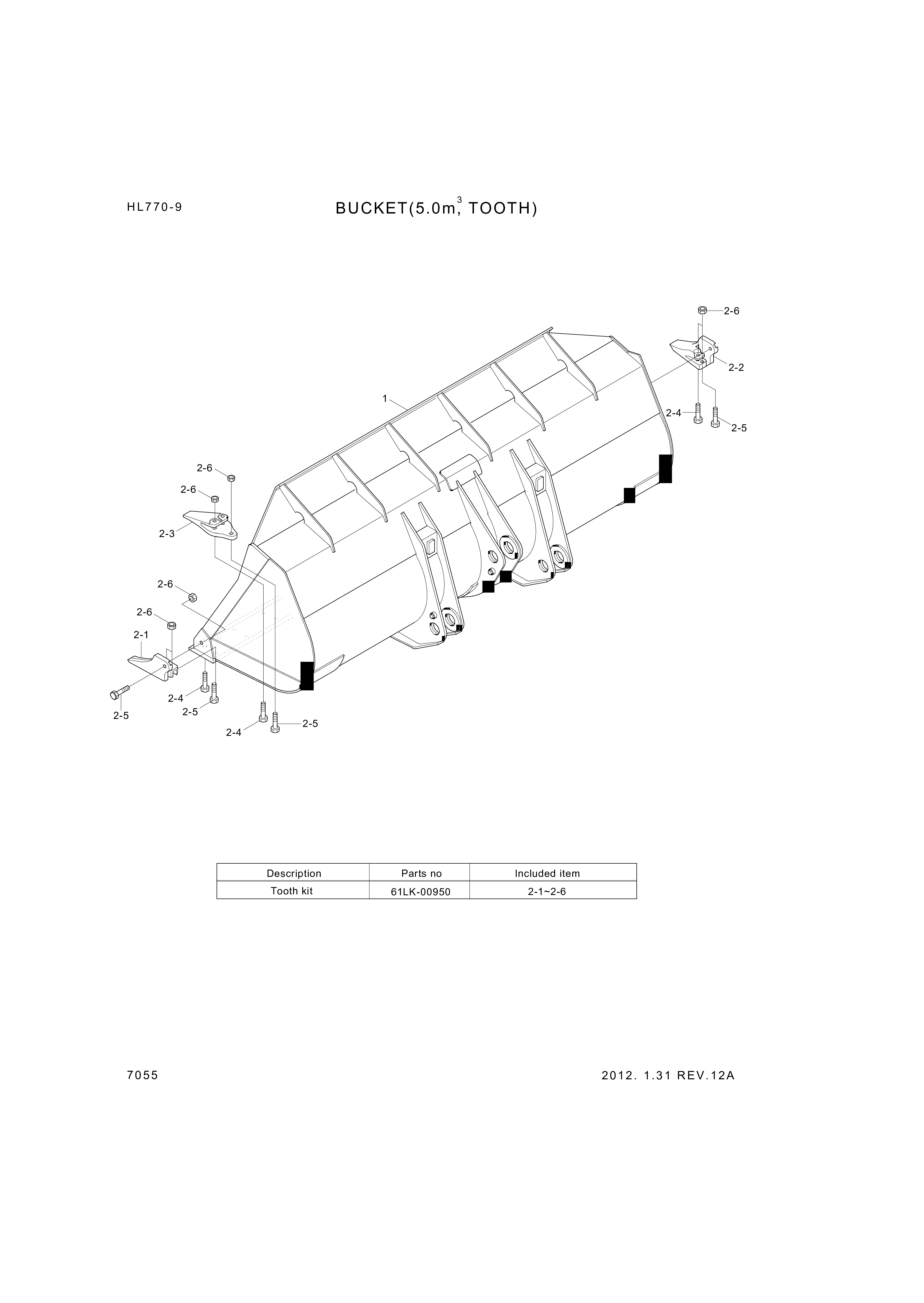 drawing for Hyundai Construction Equipment 61LK-00950 - TOOTH KIT