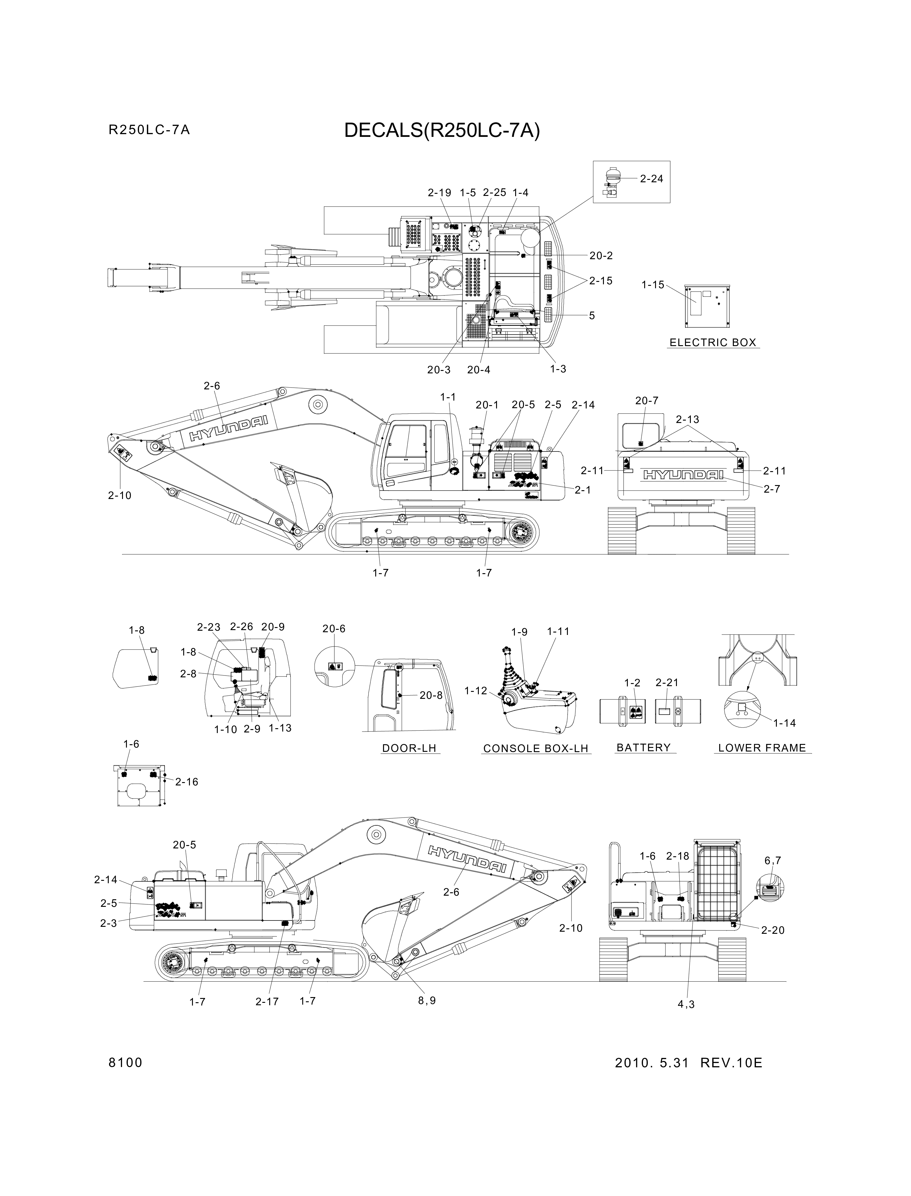 drawing for Hyundai Construction Equipment 93N7-02100 - DECAL KIT-LIFT CHART (figure 1)