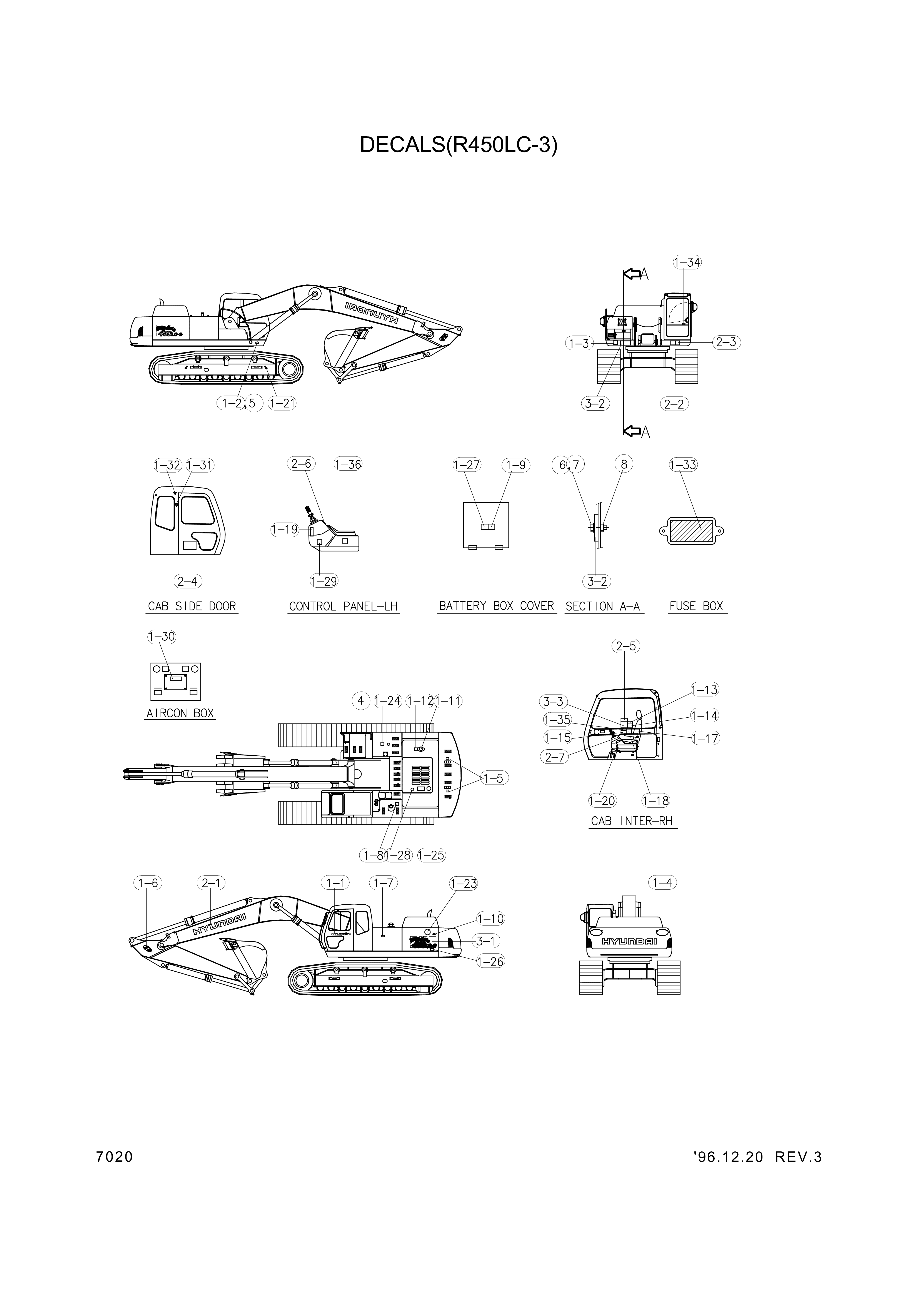 drawing for Hyundai Construction Equipment 94E7-00010 - DECAL KIT(B) (figure 1)