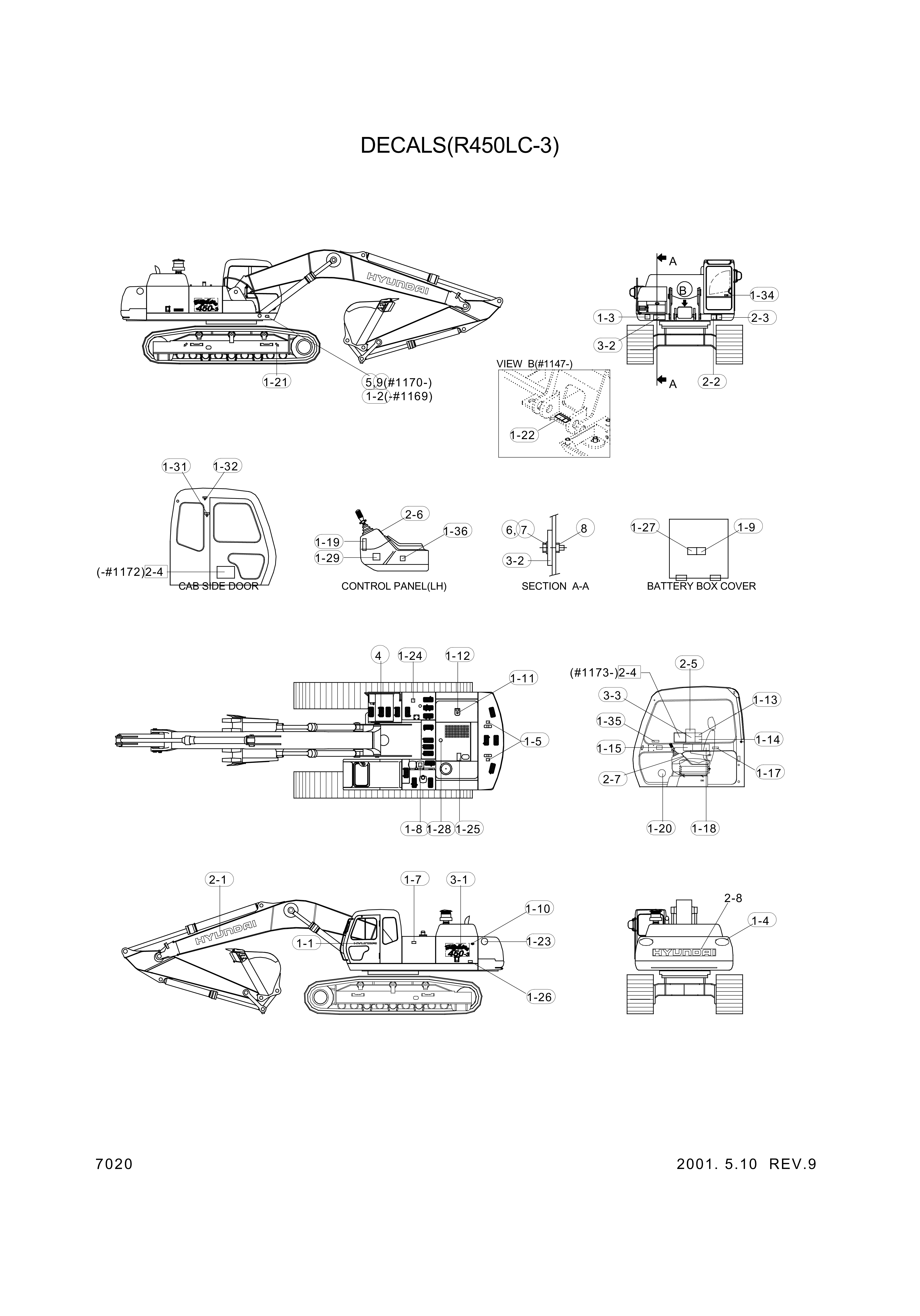 drawing for Hyundai Construction Equipment 94E7-00430 - DECAL KIT-B (figure 1)