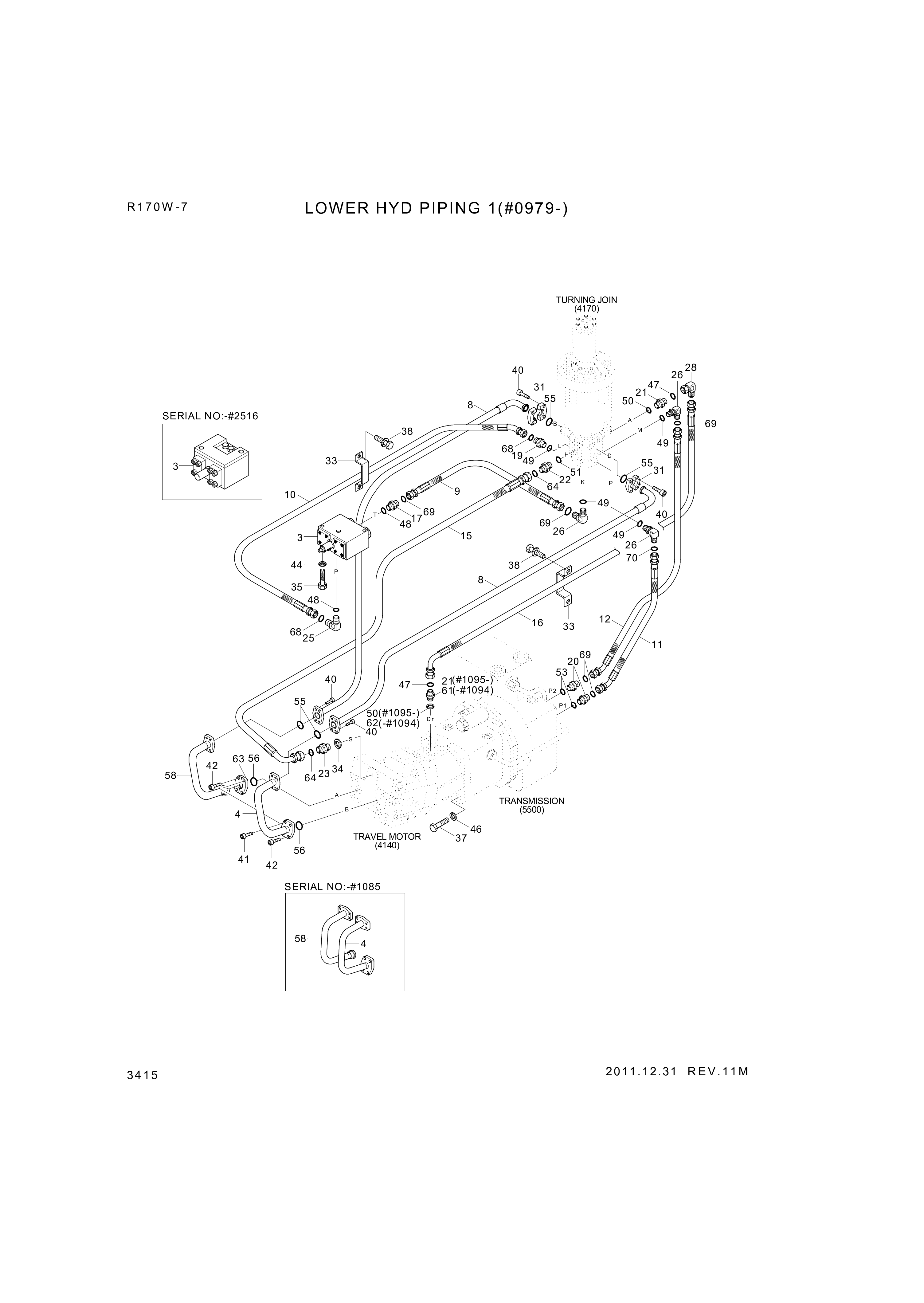 drawing for Hyundai Construction Equipment P933-082017 - HOSE ASSY-ORFS&THD