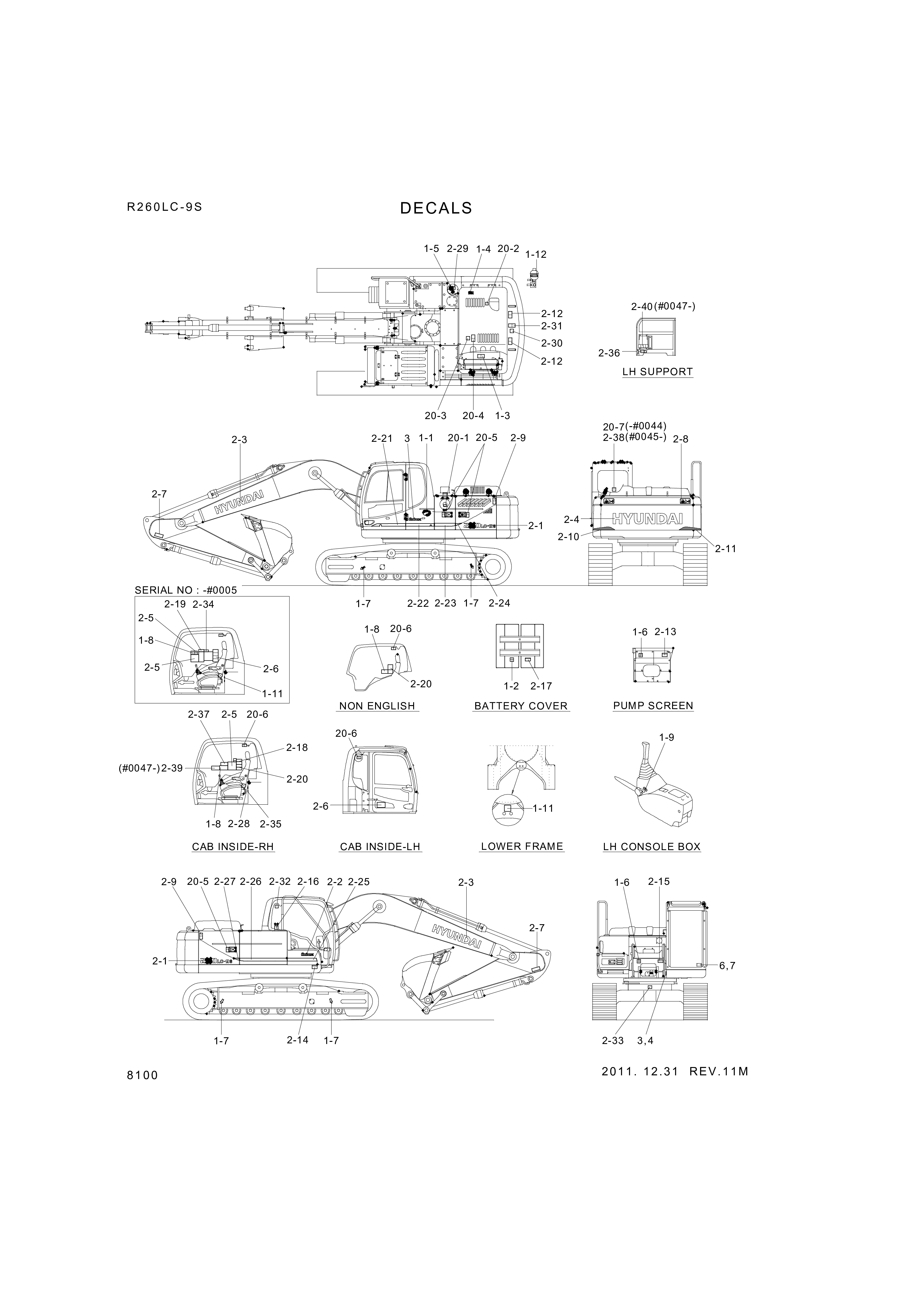 drawing for Hyundai Construction Equipment 93Q7-10102 - DECAL KIT-B (figure 1)