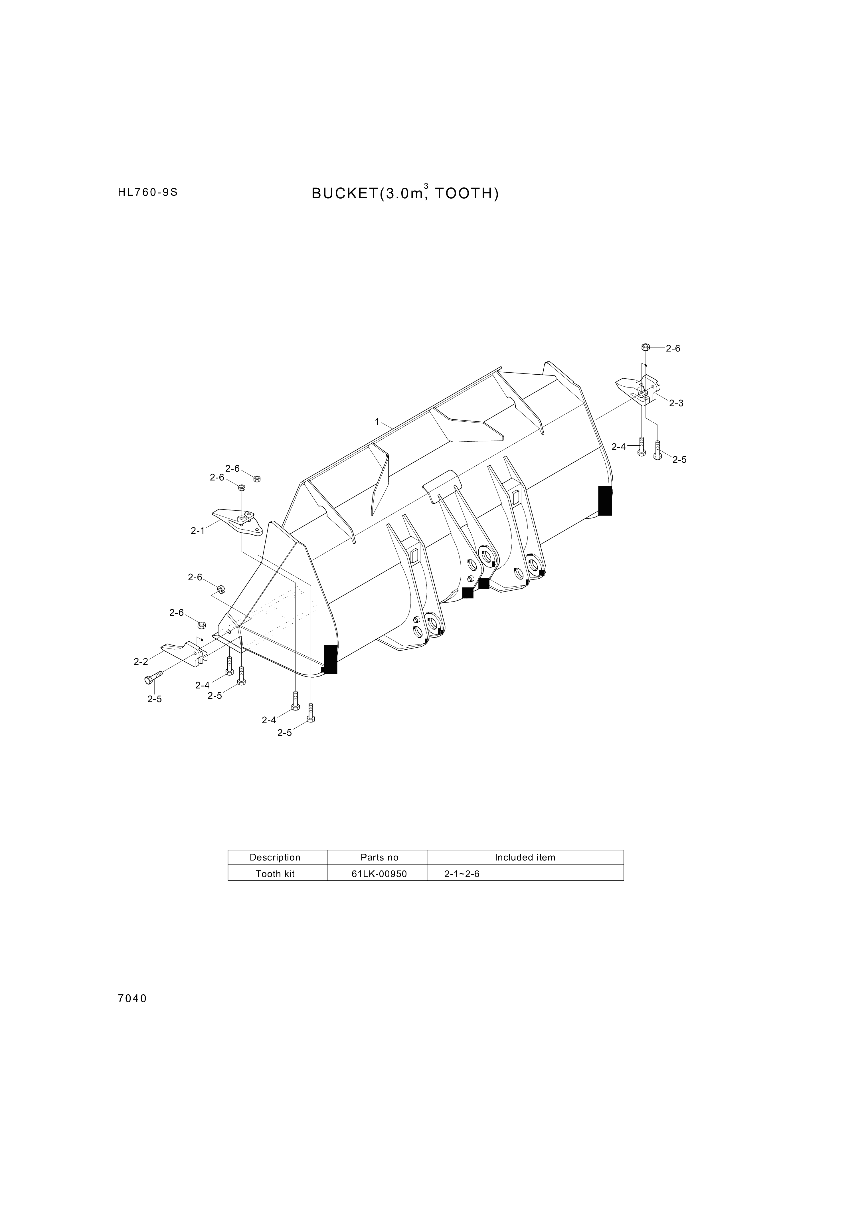 drawing for Hyundai Construction Equipment 61LK-00950 - TOOTH KIT