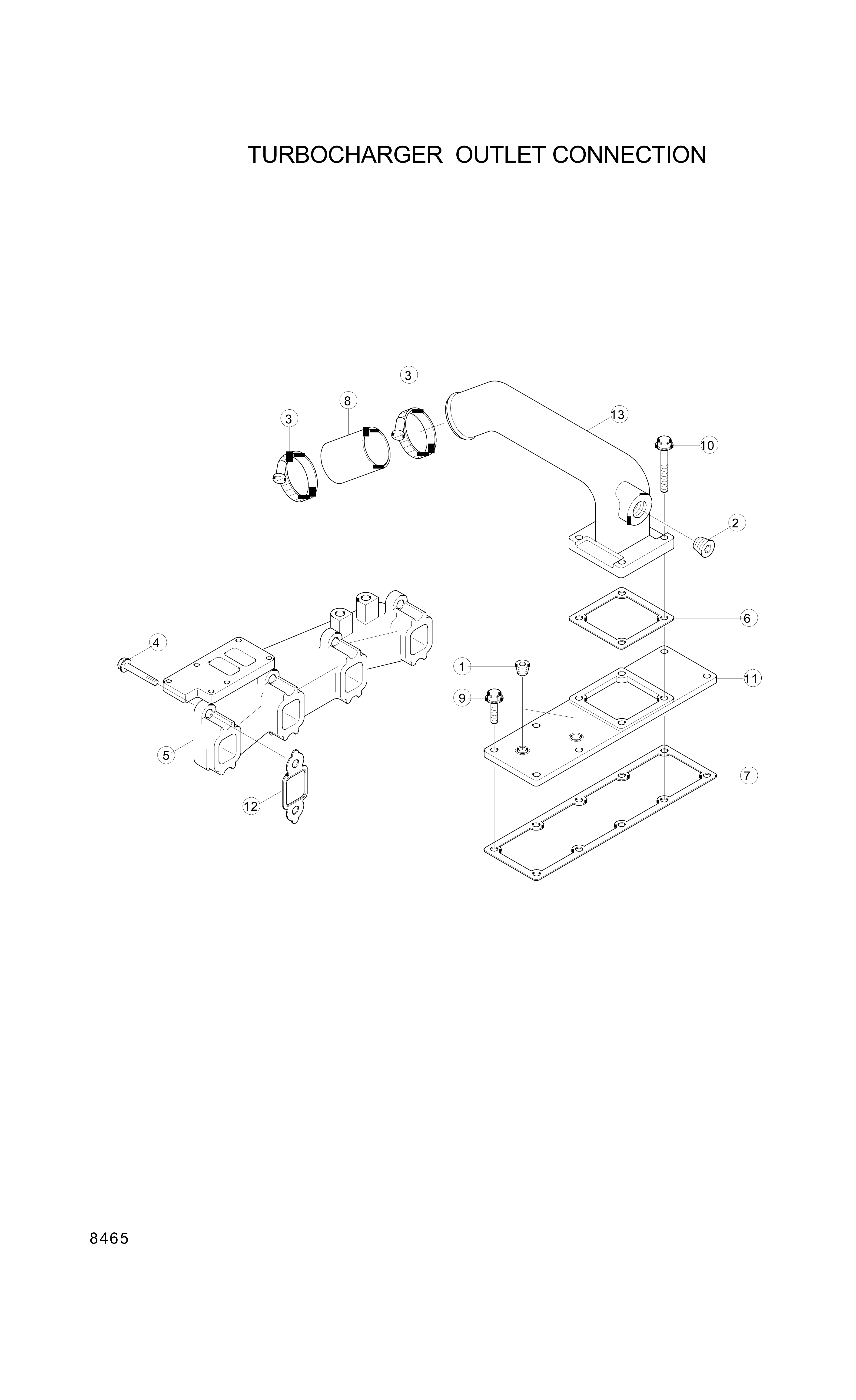 drawing for Hyundai Construction Equipment YUBP-07006 - MANIFOLD-EXH (figure 3)