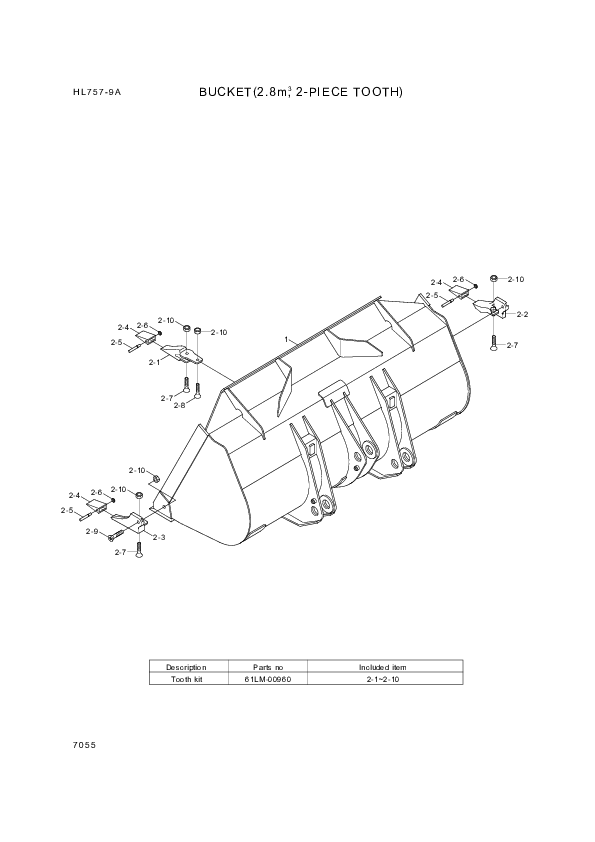 drawing for Hyundai Construction Equipment 61LM-02010 - BUCKET (figure 5)