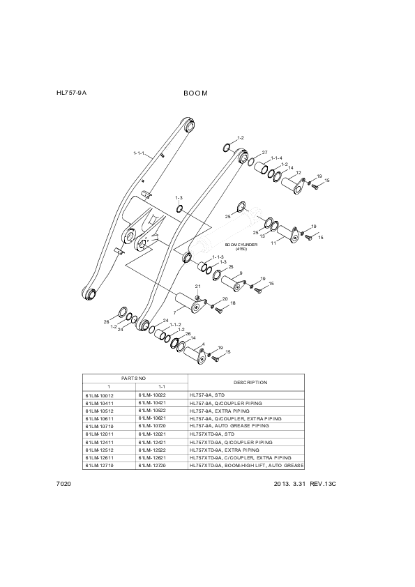 drawing for Hyundai Construction Equipment 61LM-10012 - BOOM ASSY