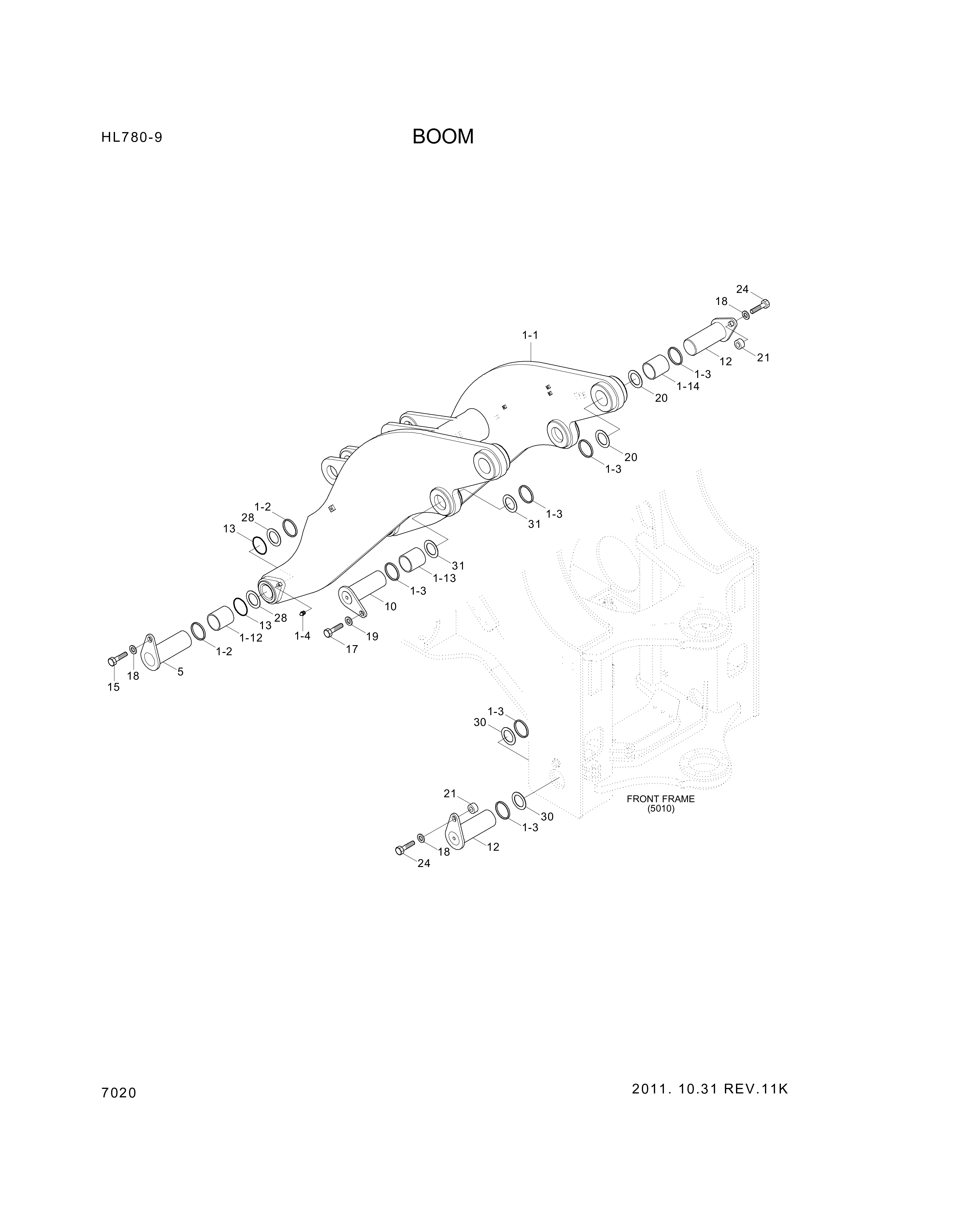drawing for Hyundai Construction Equipment 61LQ-10011 - BOOM ASSY