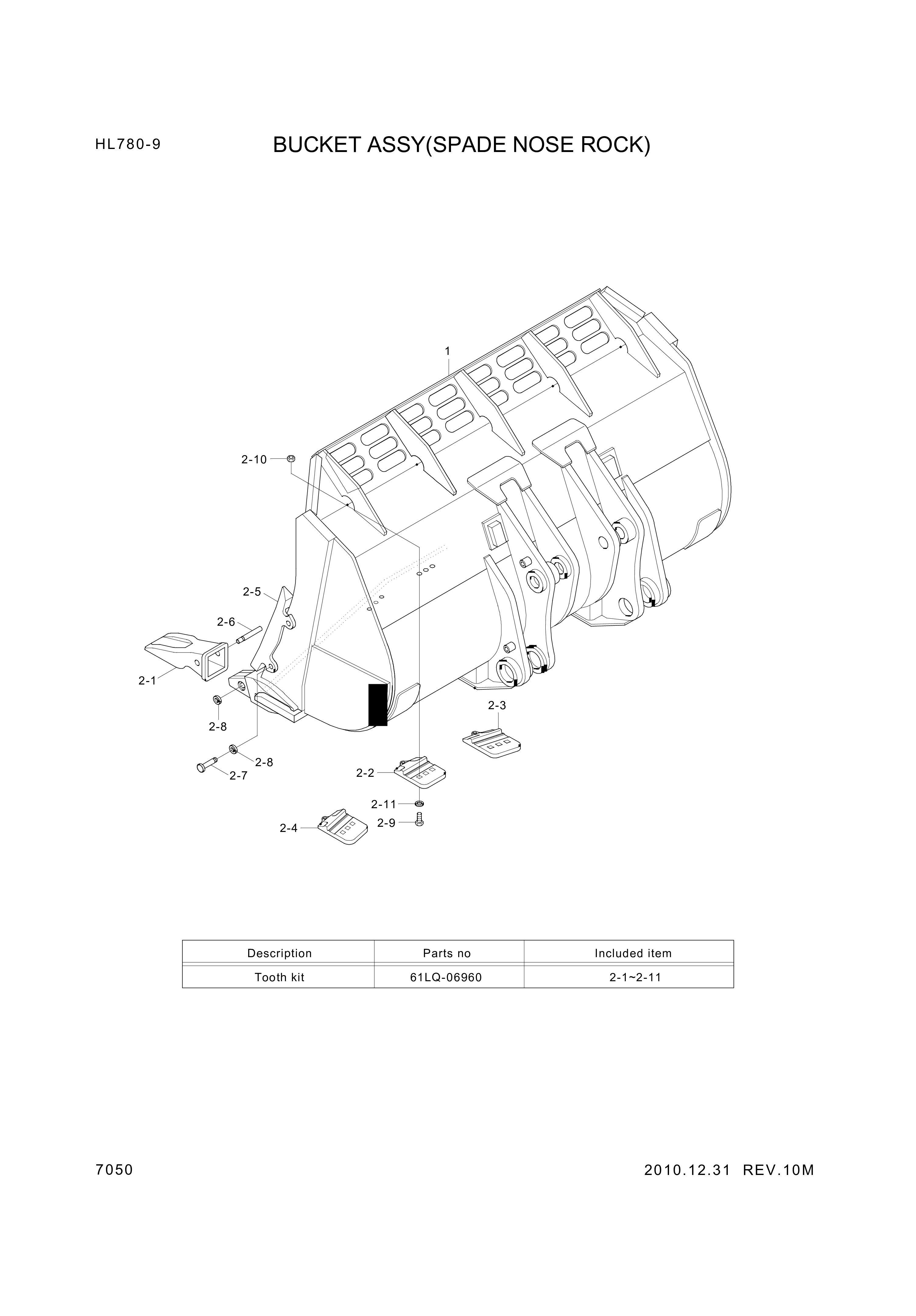 drawing for Hyundai Construction Equipment 61LQ-06960 - TOOTH KIT