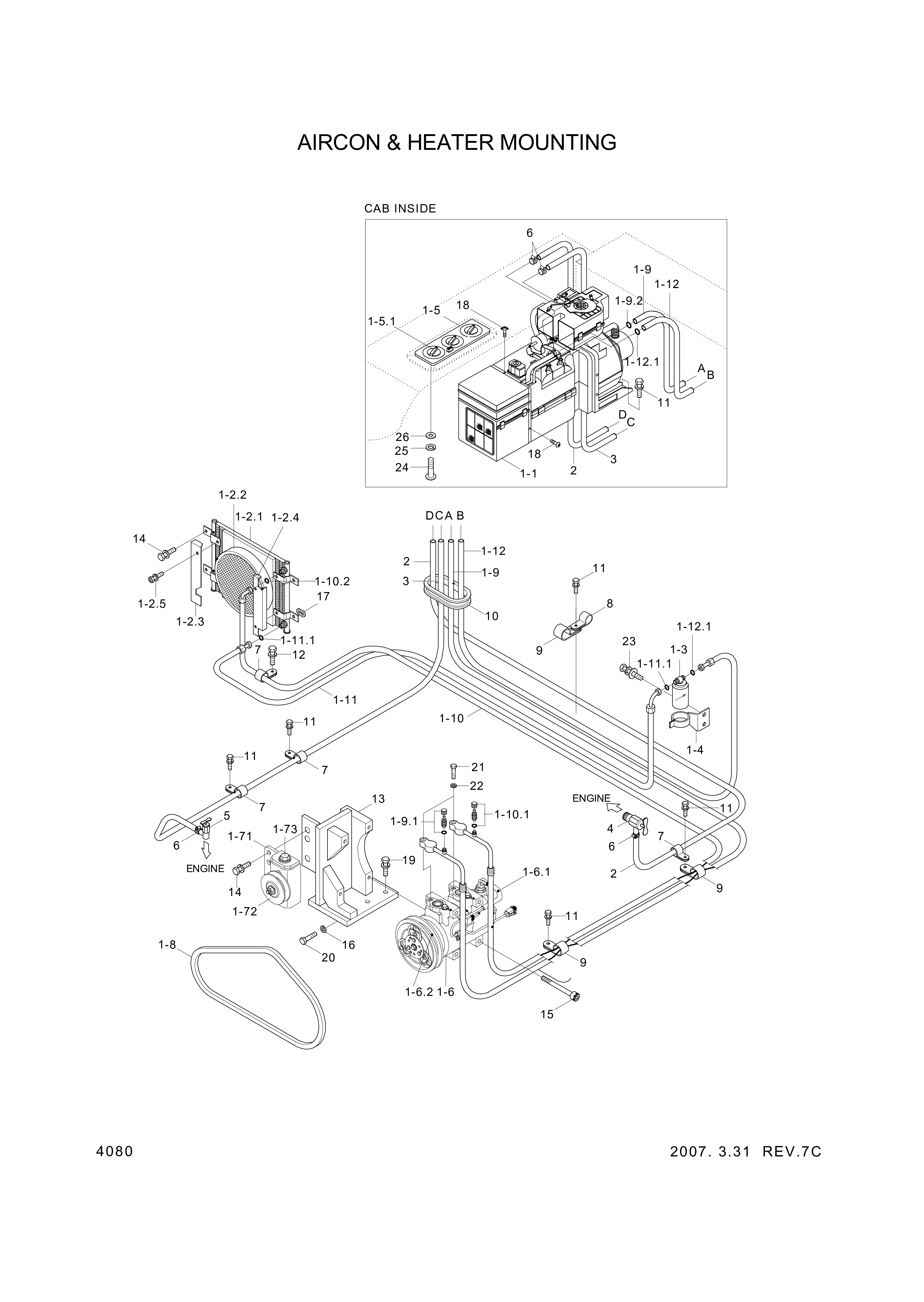 drawing for Hyundai Construction Equipment 11L7-90280 - HOSE-LIQUID A (figure 1)
