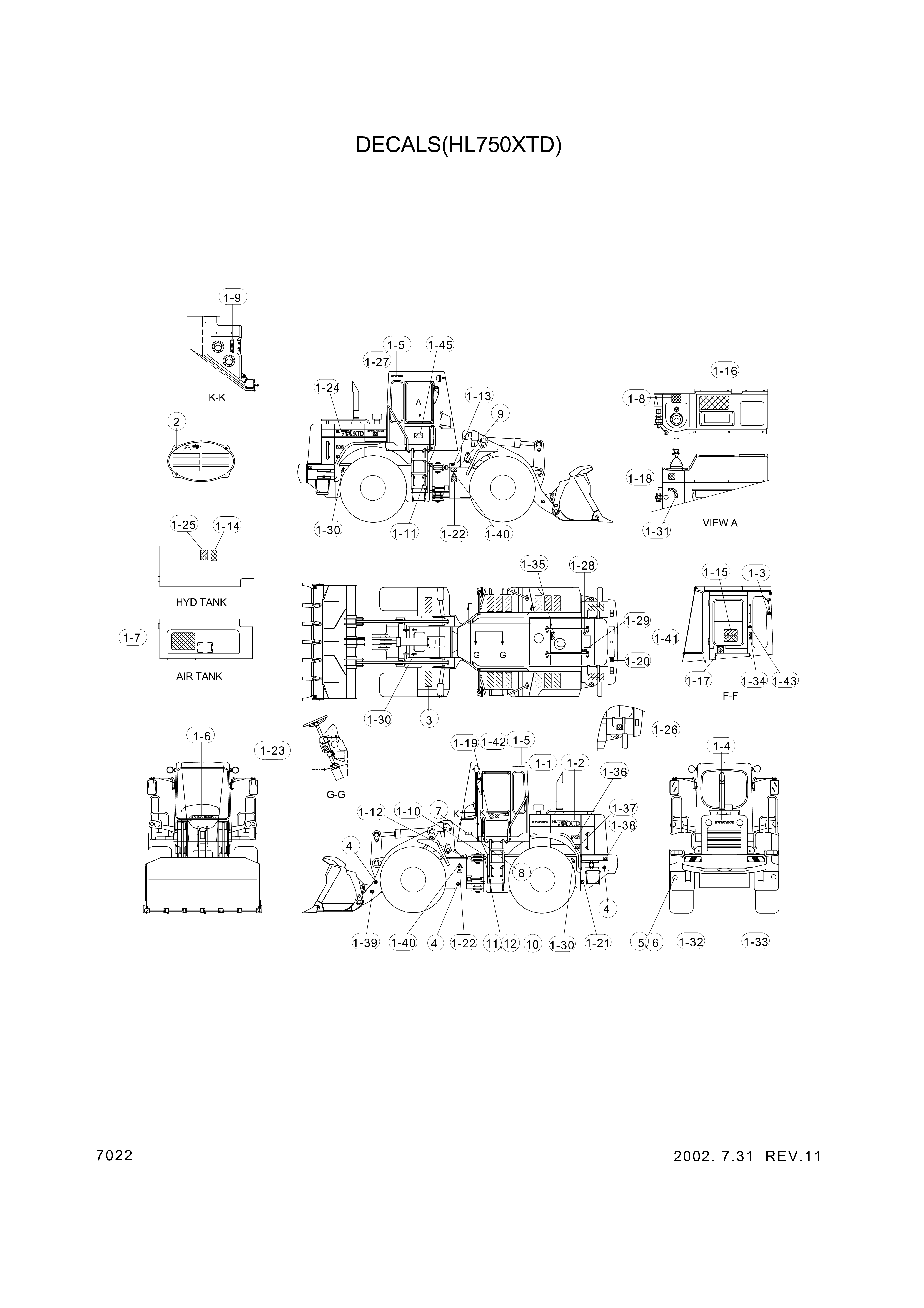 drawing for Hyundai Construction Equipment 94L3-01250 - DECAL KIT-A