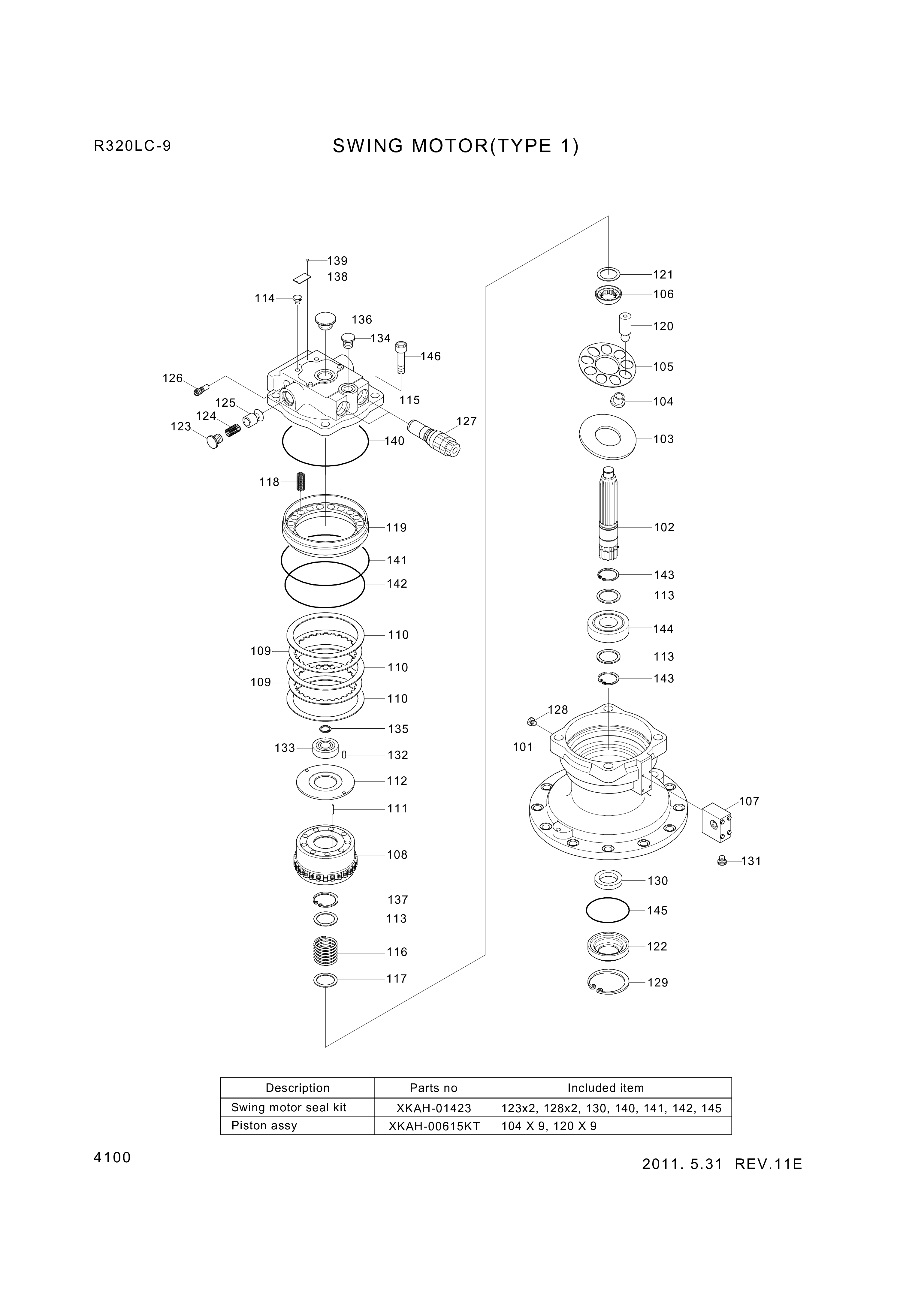 drawing for Hyundai Construction Equipment XKAH-01596 - MOTOR UNIT-SWING (figure 4)