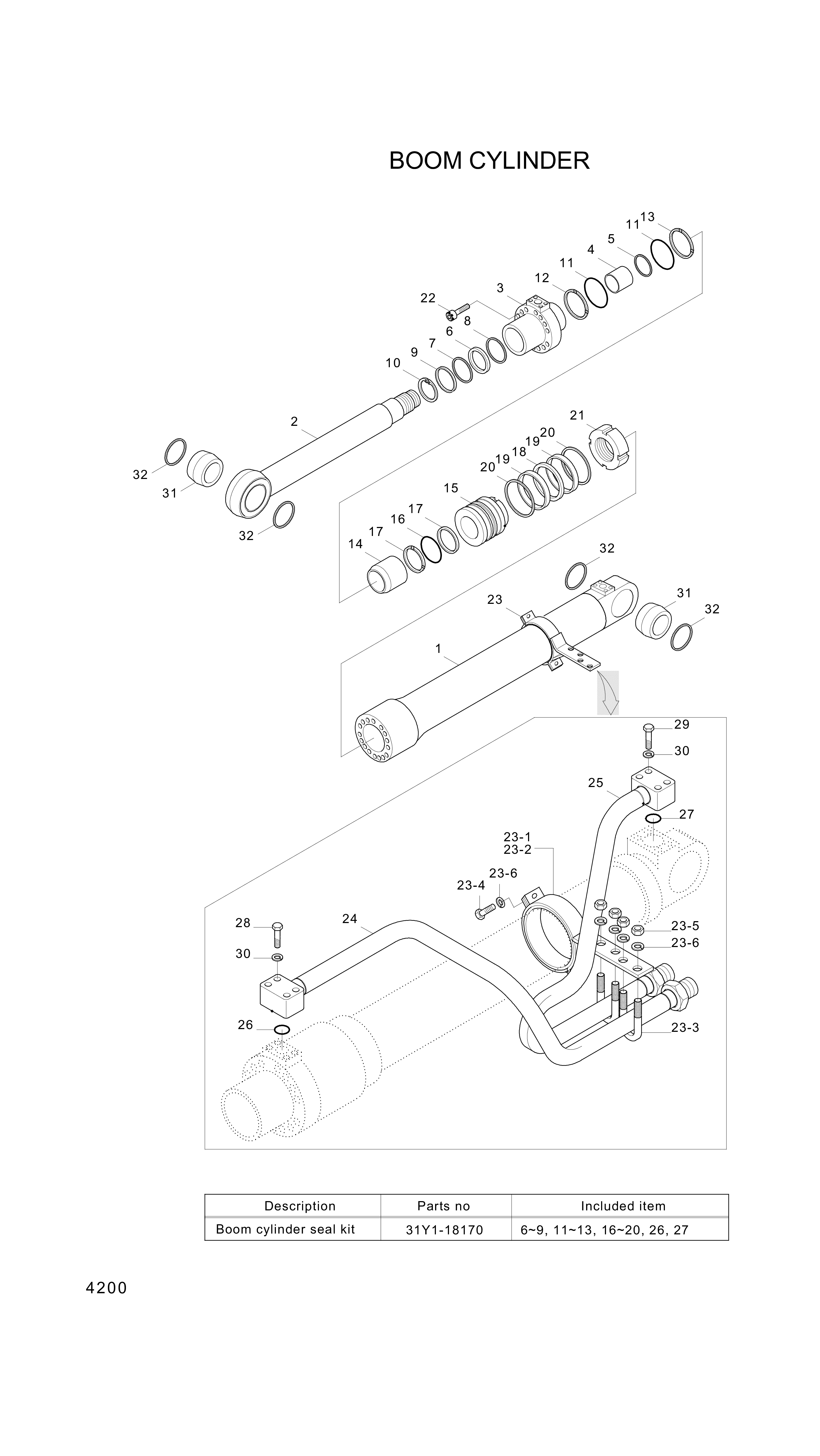 drawing for Hyundai Construction Equipment 31Y1-03450 - ROD ASSY-PISTON &BUSH (figure 4)