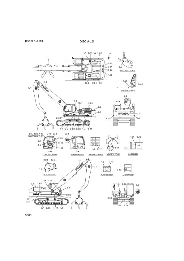 drawing for Hyundai Construction Equipment 96QA-00104 - DECAL KIT-B (figure 1)