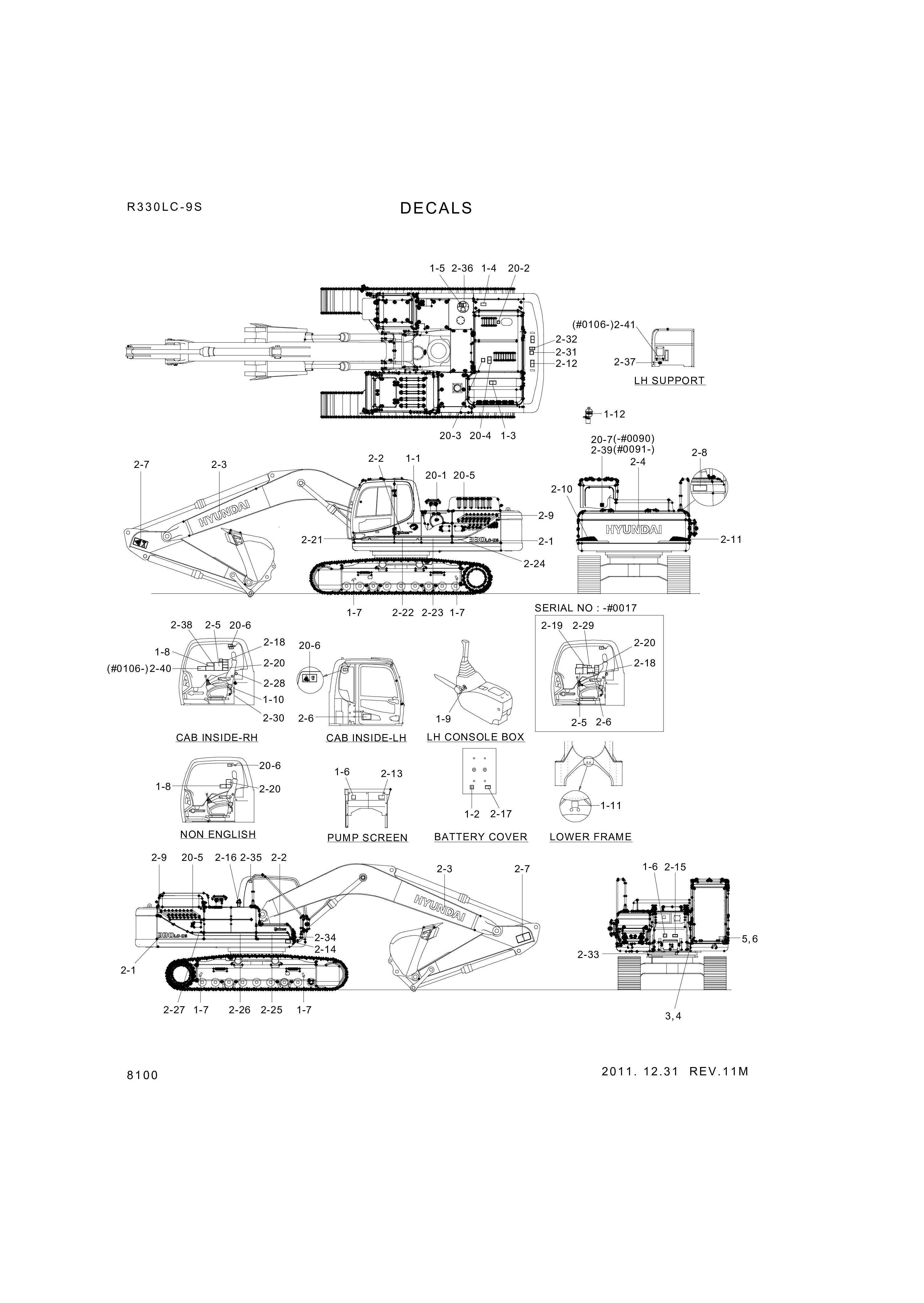drawing for Hyundai Construction Equipment 95Q9-00101 - DECAL KIT-B (figure 1)