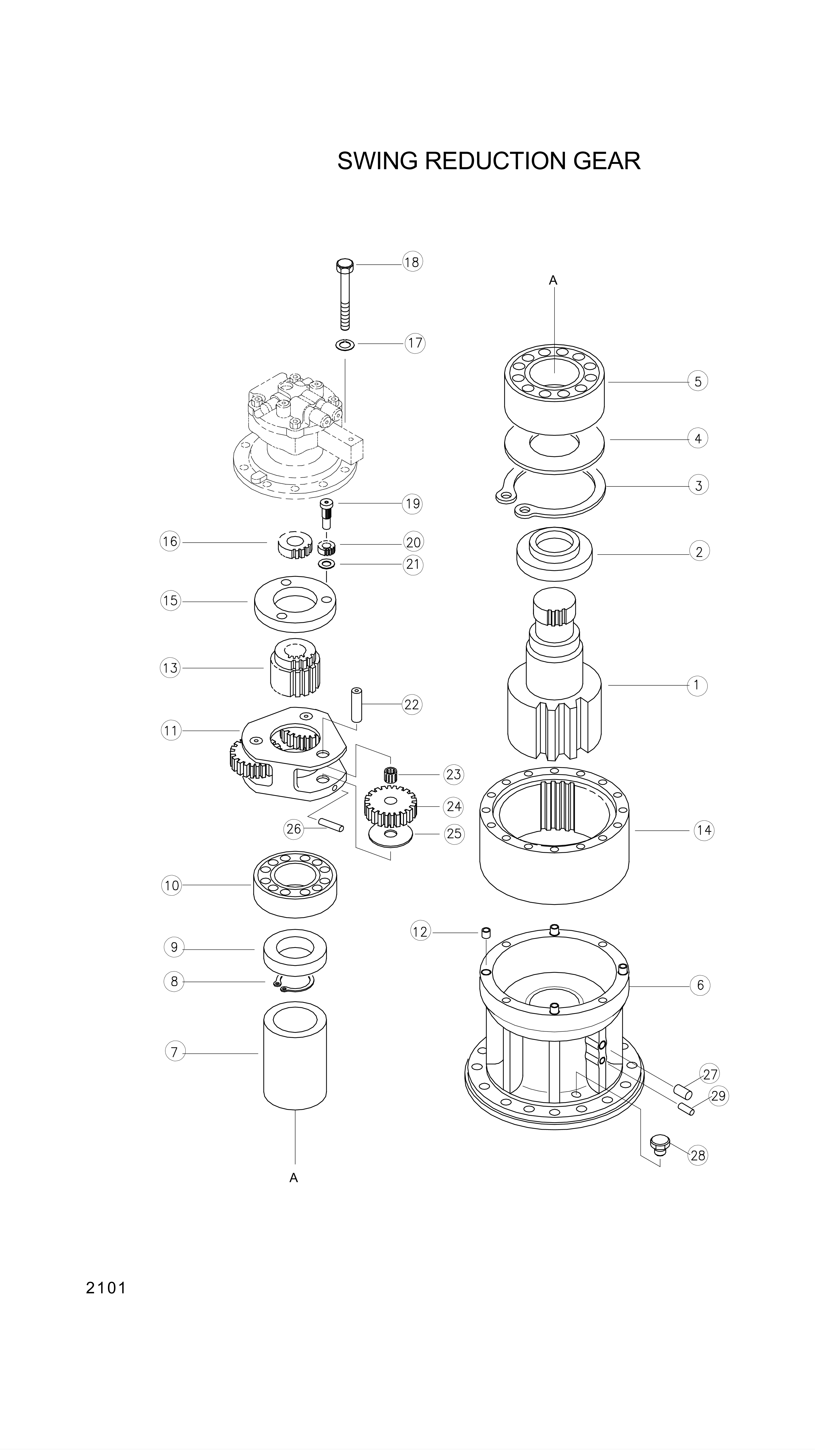 drawing for Hyundai Construction Equipment RG049-152-05 - GEAR-REDUCTION, SWING MOTOR