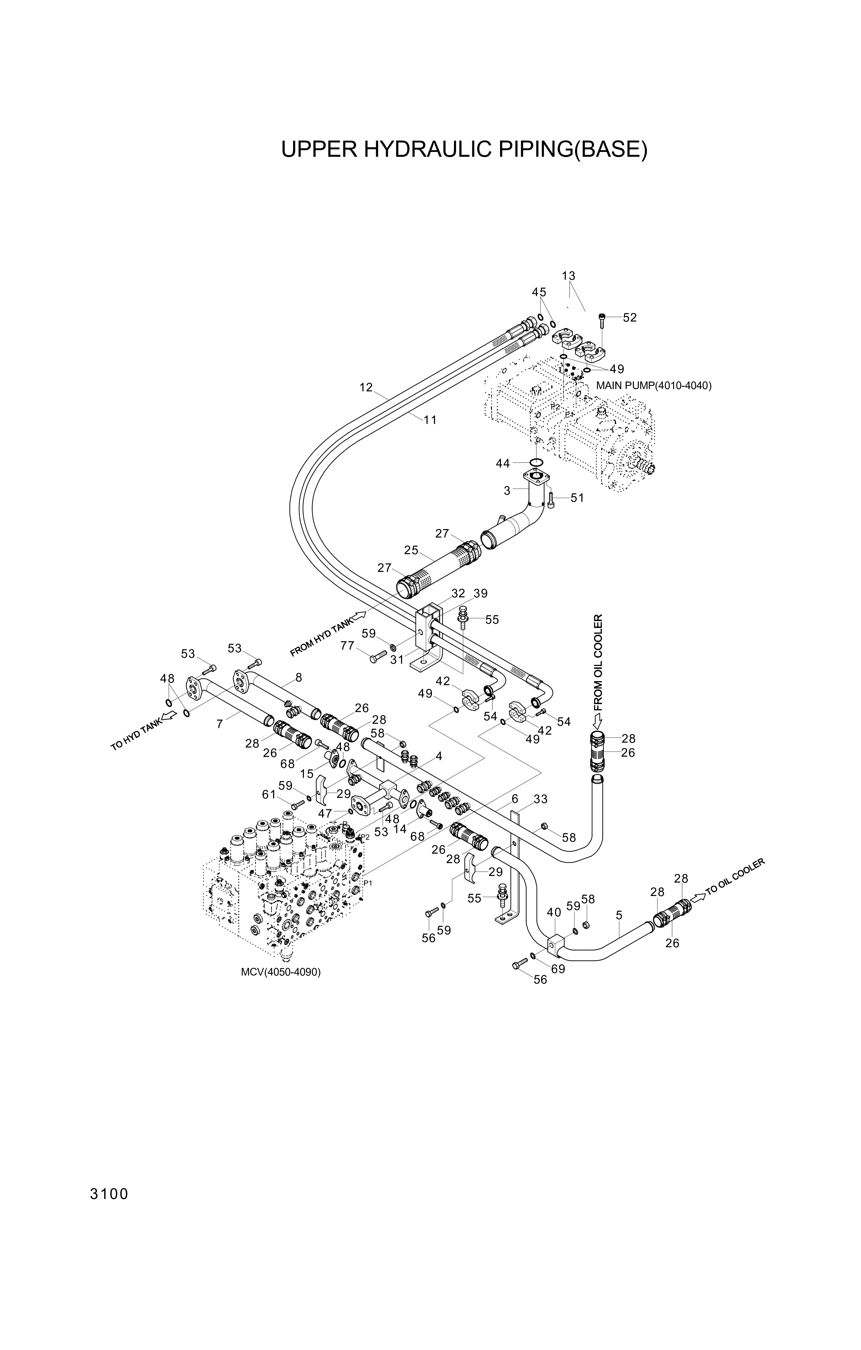 drawing for Hyundai Construction Equipment P950-167331-AS - HOSE ASSY-ORFSXFLG, 0X45
