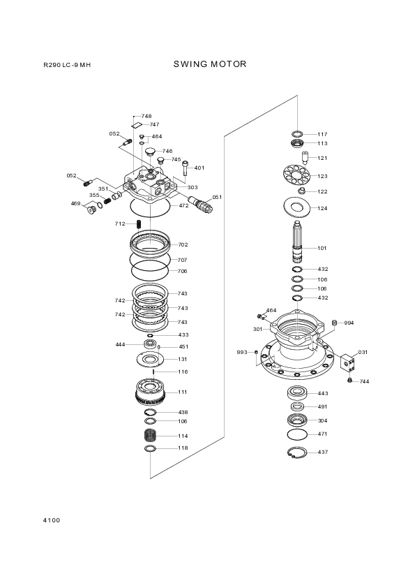 drawing for Hyundai Construction Equipment XKAH-01596 - MOTOR UNIT-SWING (figure 5)