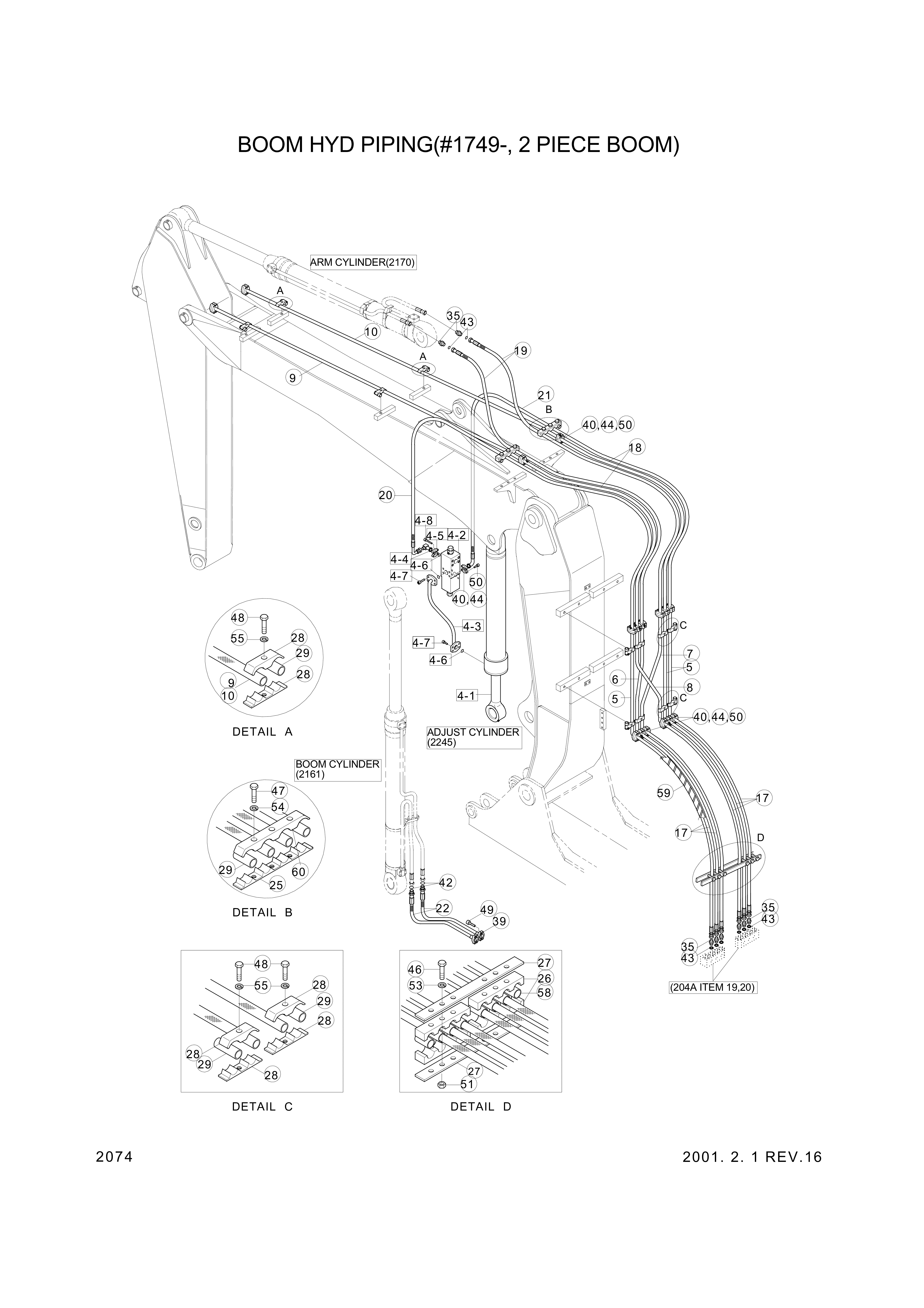 drawing for Hyundai Construction Equipment 35EA-52150 - CYLINDER ASSY-BOOM 2PCS (figure 2)