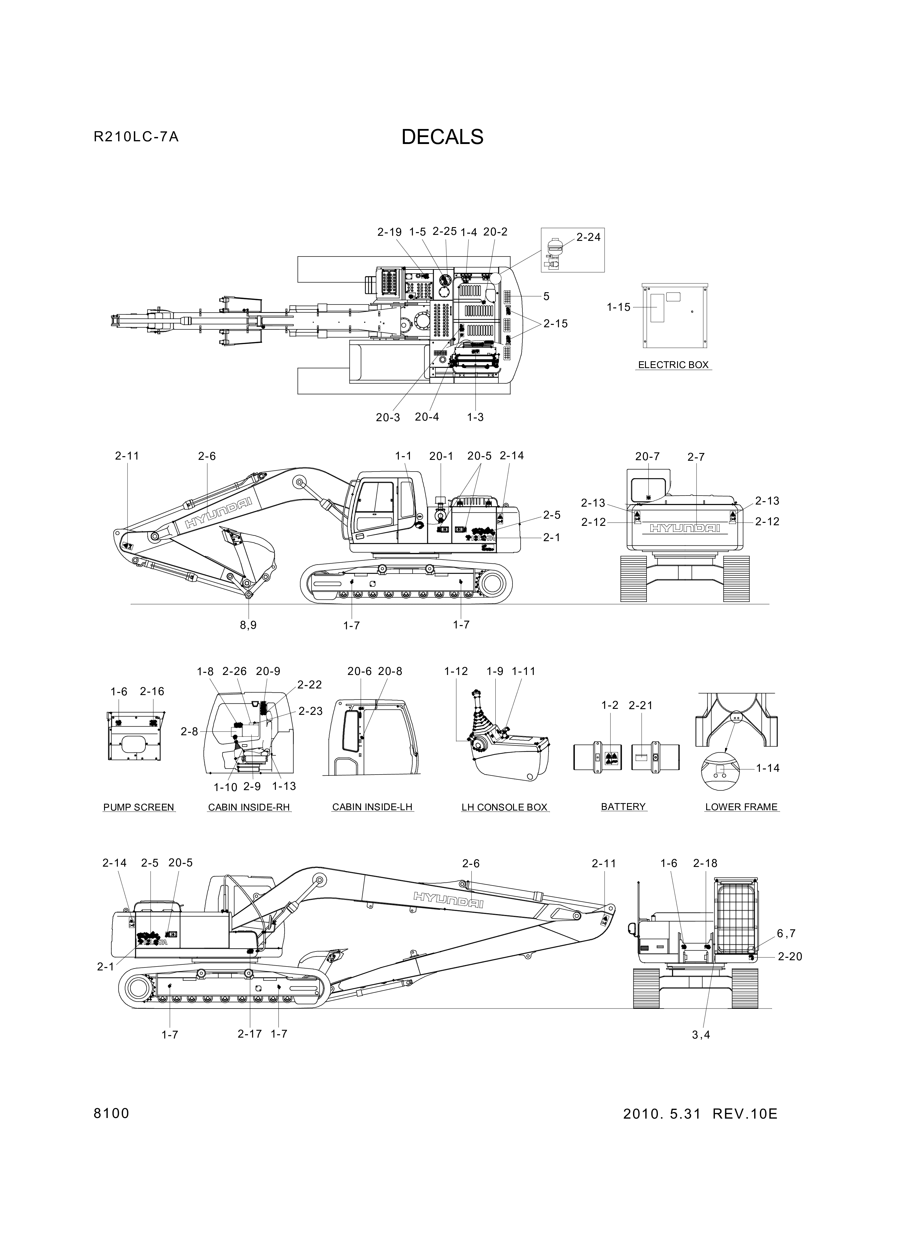drawing for Hyundai Construction Equipment 93N6-01102 - DECAL KIT-B (figure 1)