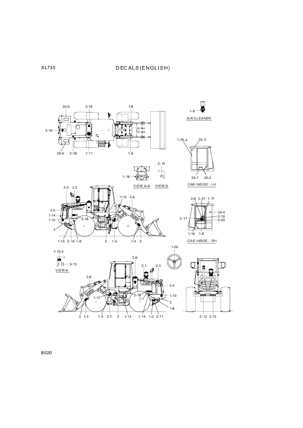 drawing for Hyundai Construction Equipment 92Z2-07102 - Decal Kit(B)-Sl735 (figure 1)