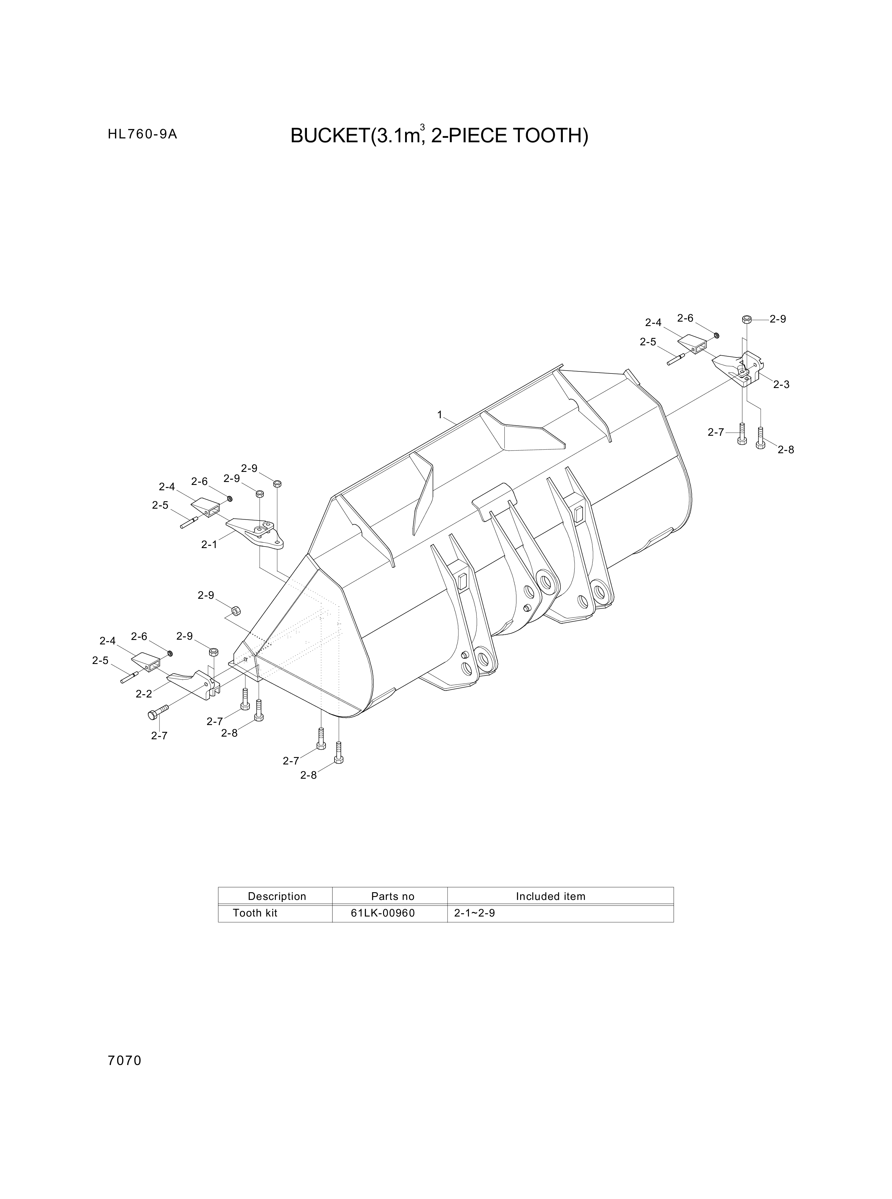 drawing for Hyundai Construction Equipment 61LL-00031 - BUCKET