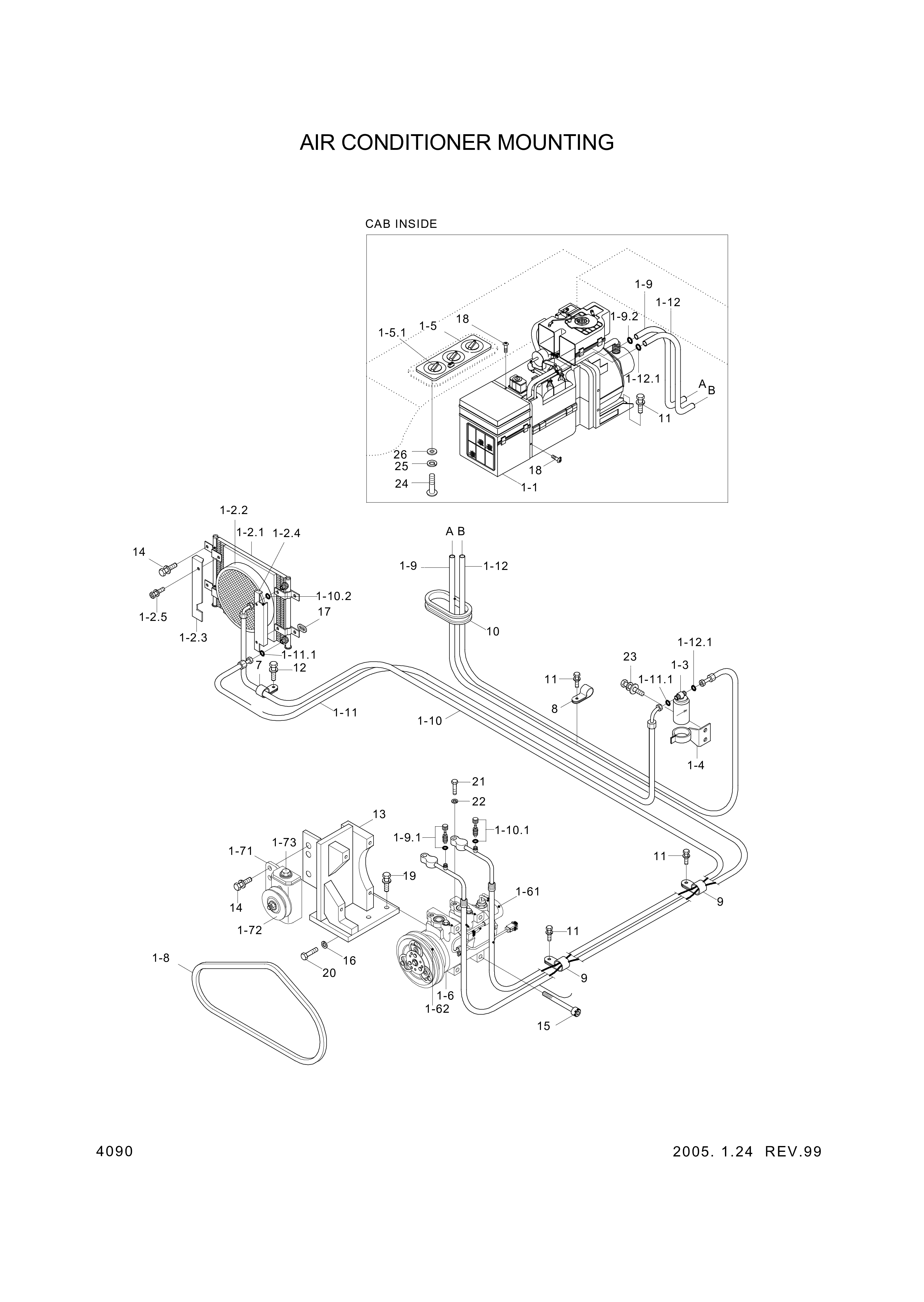 drawing for Hyundai Construction Equipment 11L7-90371 - AIRCON ASSY