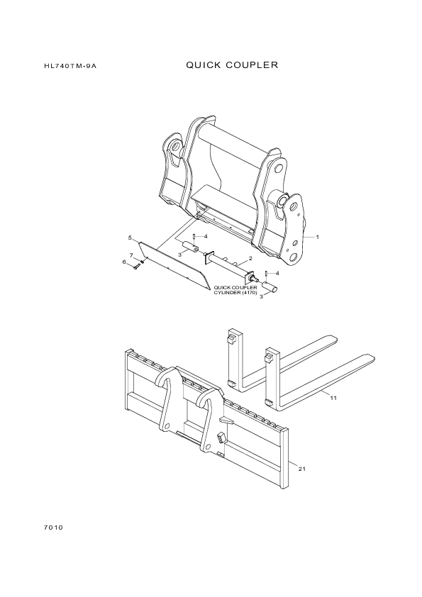 drawing for Hyundai Construction Equipment 61LN-90021-P - QUICKCOUPLER