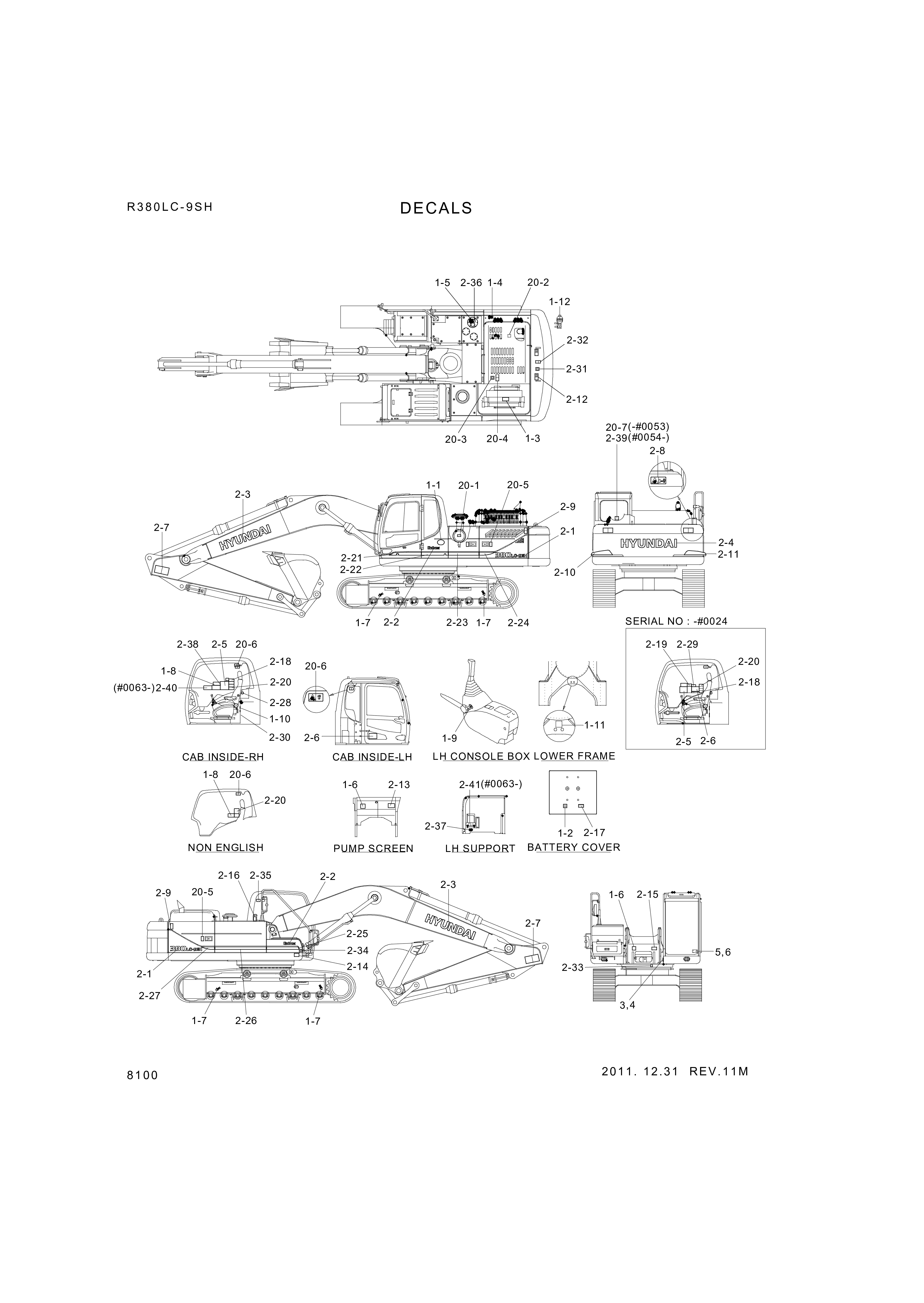 drawing for Hyundai Construction Equipment 94QA-00101 - DECAL KIT-B (figure 1)